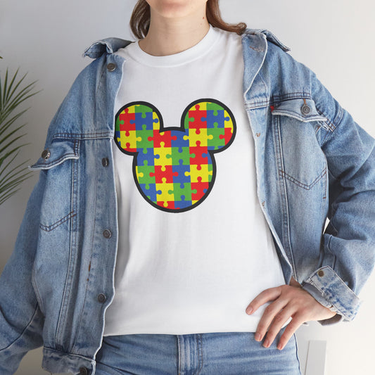 Colorful Puzzle Mickey Mouse Tee for Autism Awareness