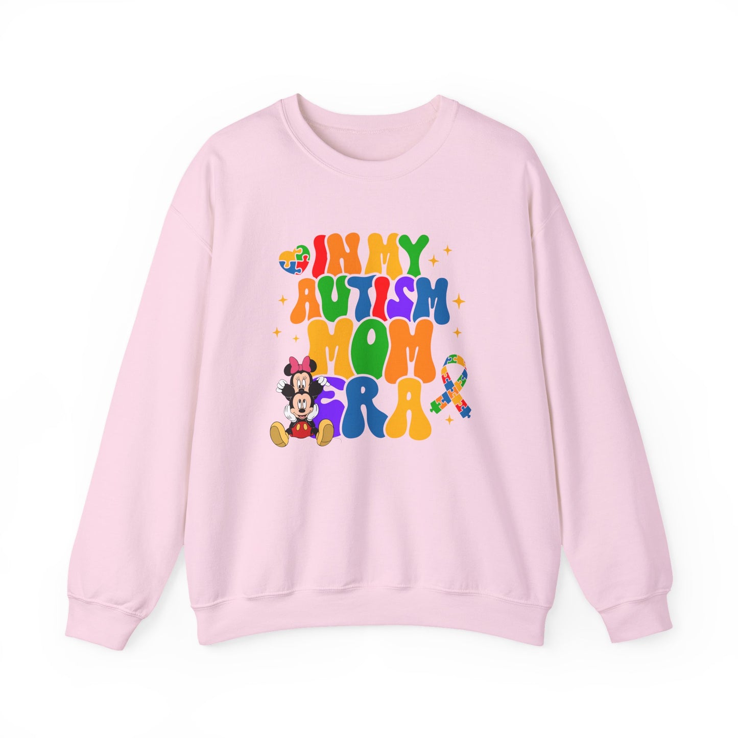 Autism Mom Crewneck Sweatshirt – Colorful Puzzle Ribbon Awareness Pullover