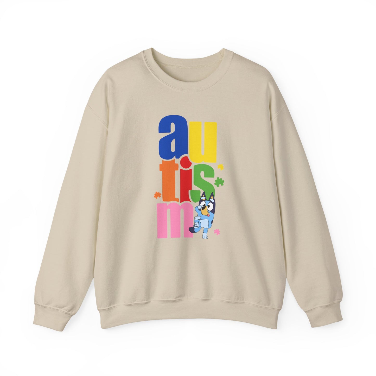 Autism Awareness Crewneck Sweatshirt — Colorful "autism" Design