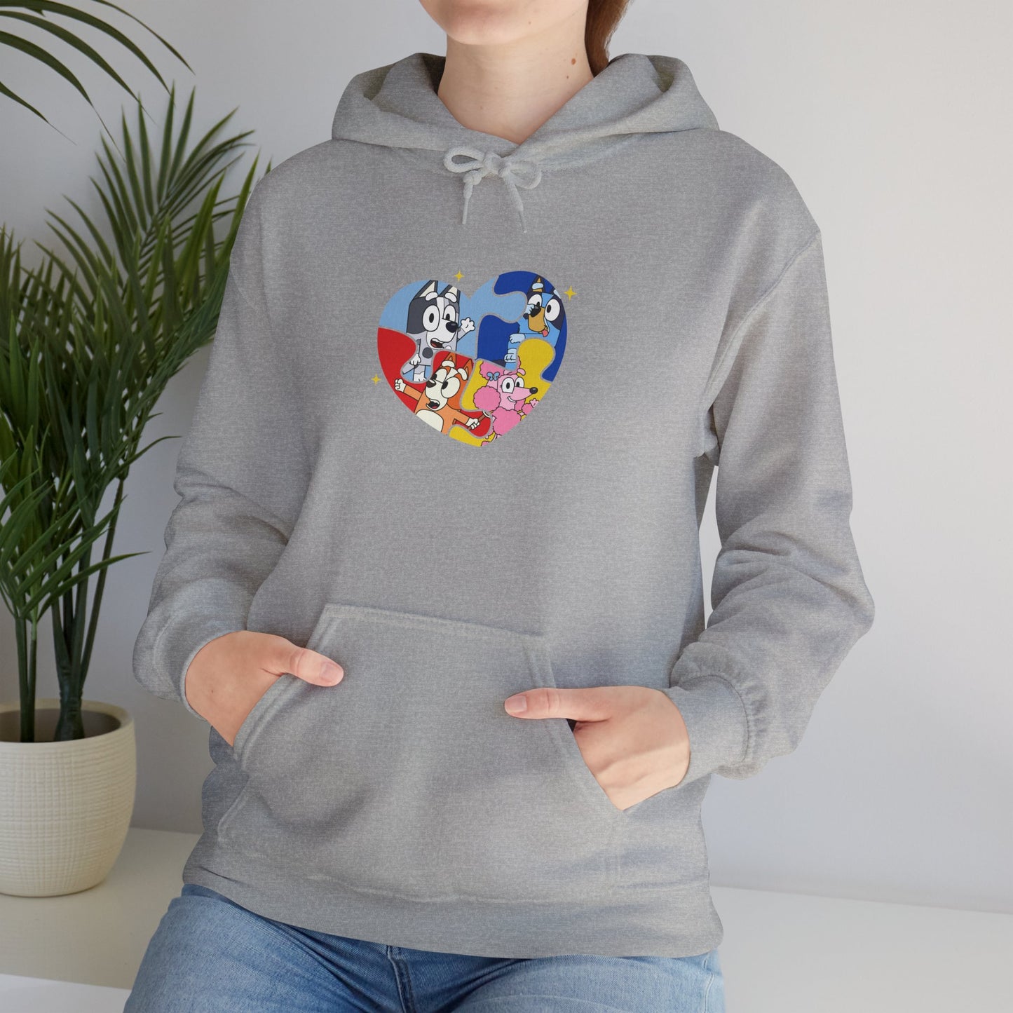 Retro Cartoon Heart Hoodie — Colorful Vintage Characters Graphic Sweatshirt