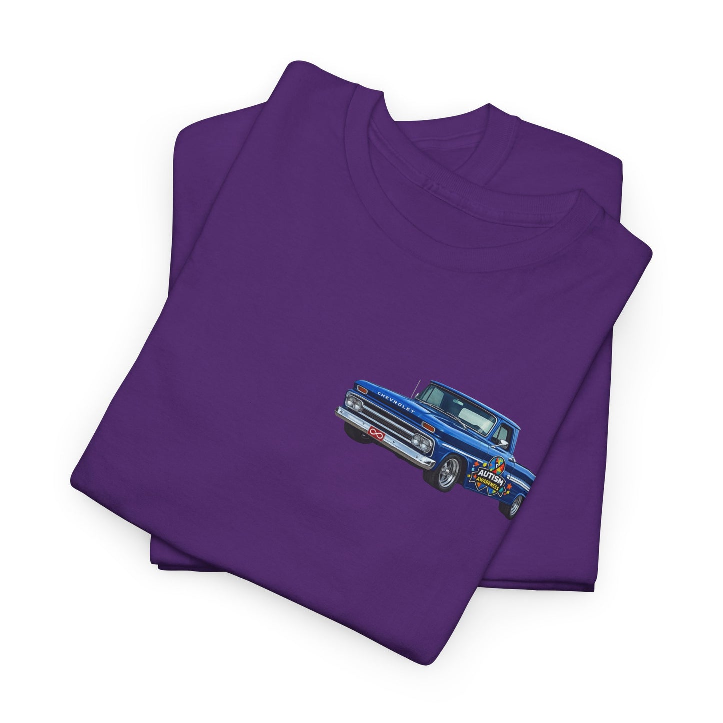 Tim’s Truck Tee- Autism Awareness Truck T-Shirt — Vintage Pickup Puzzle Ribbon Tee