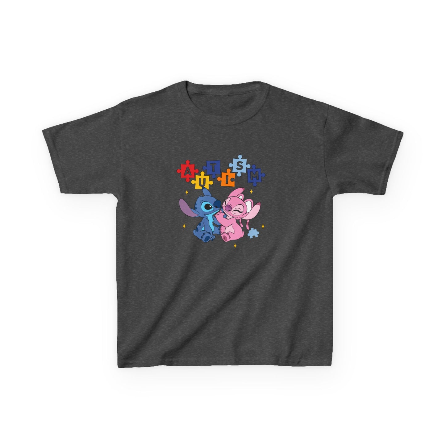 Kids Tee — Cute Stitch & Angel Heart Puzzle Design