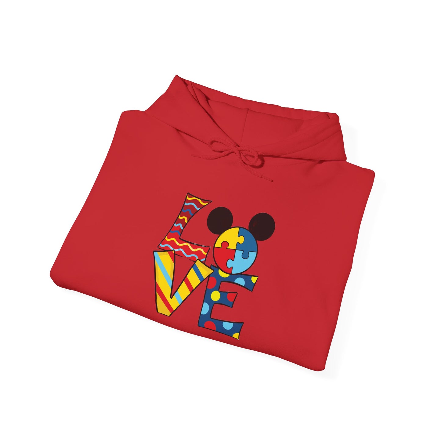 Love Puzzle Character Hoodie — Colorful Autism Awareness Sweatshirt