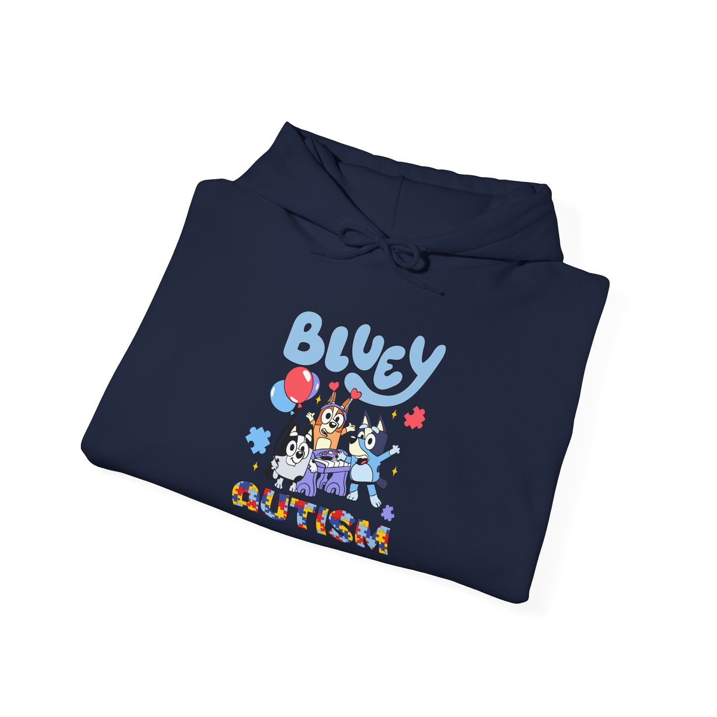 Autism Awareness Hoodie — 'Bluey for Autism' Cartoon Support Pullover