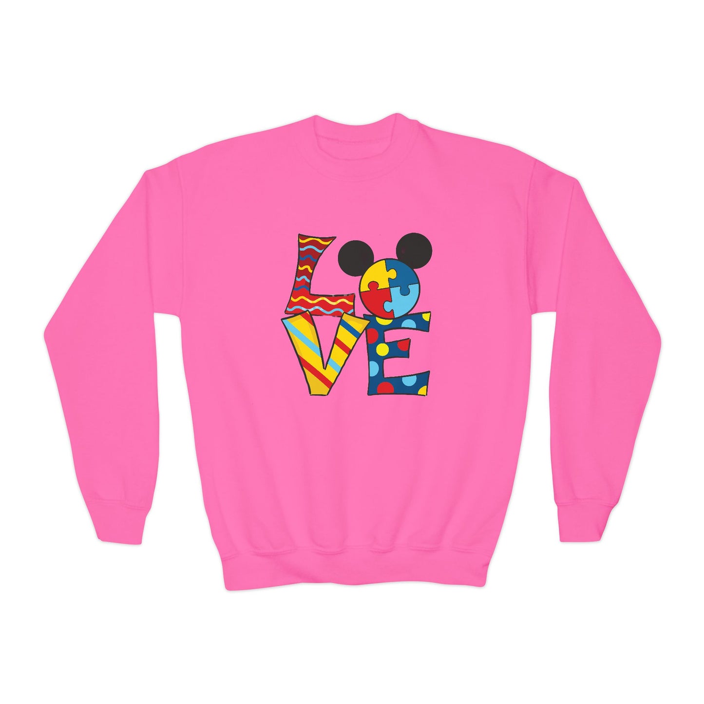 Colorful Love Puzzle Youth Crewneck Sweatshirt
