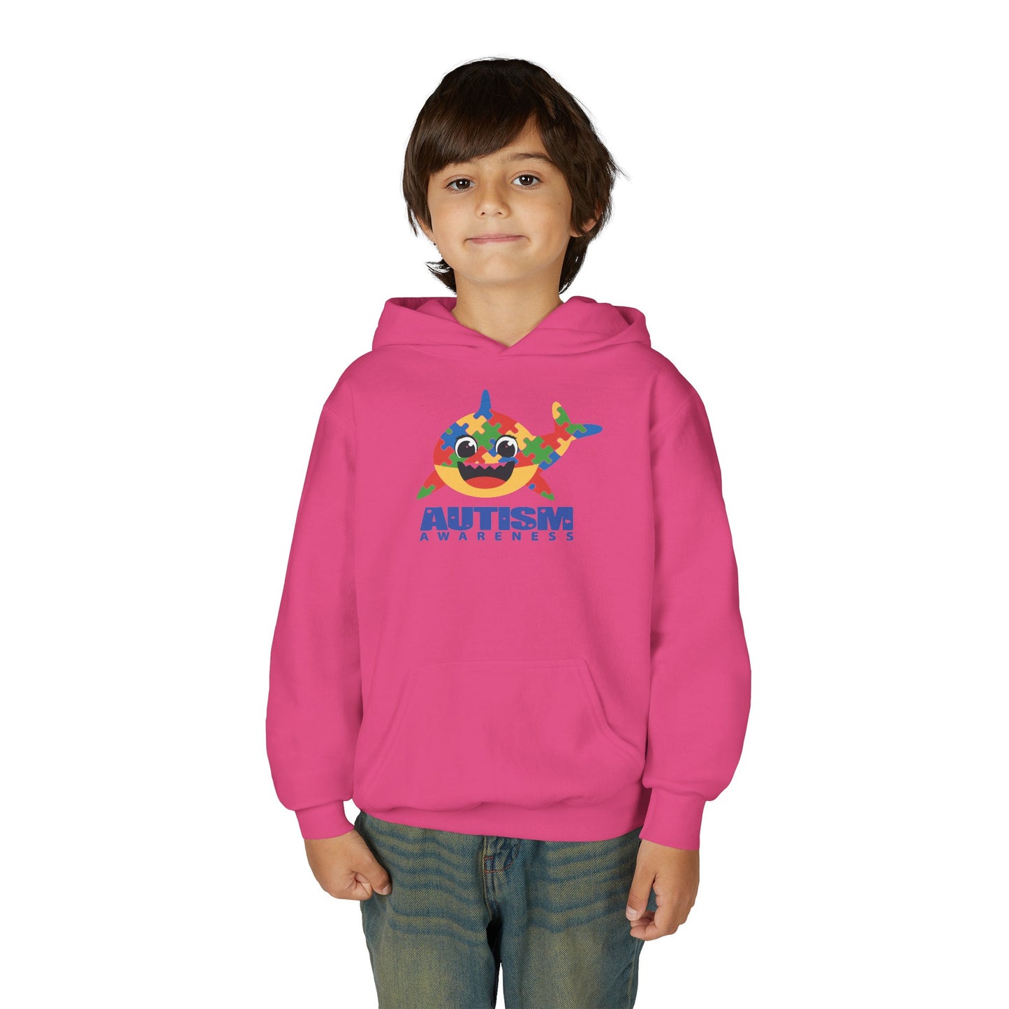 Autism Awareness Youth Hoodie - Colorful Shark Design