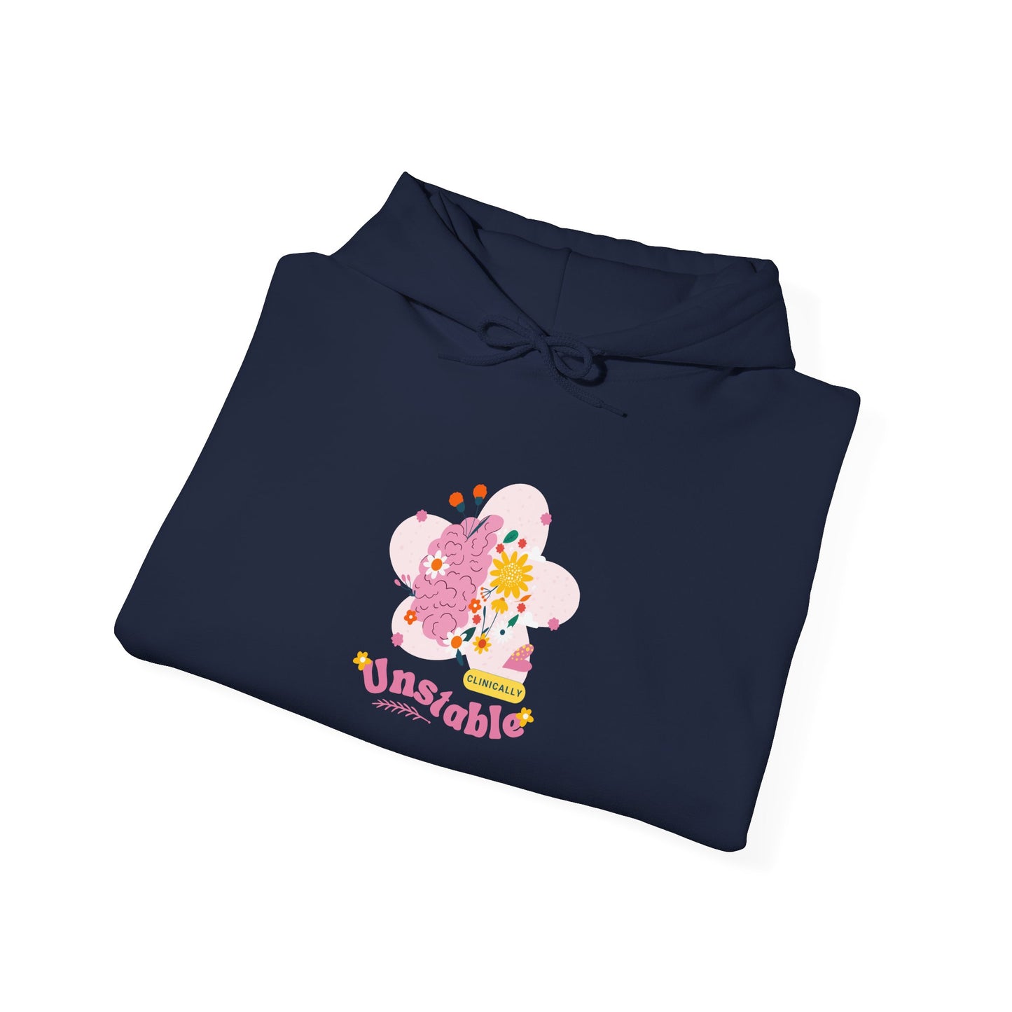 Unstable Cute Pastel Character Hoodie — Kawaii Pink Floral Graphic Sweatshirt
