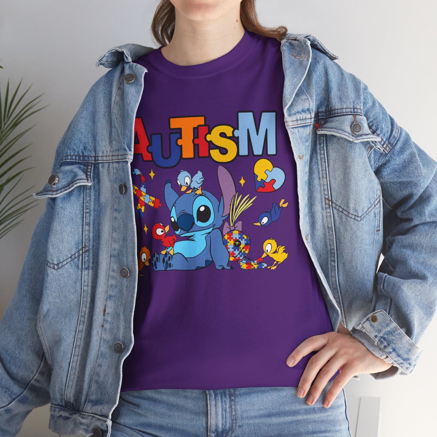 Autism Awareness T-Shirt — Cute Cartoon Character Puzzle-Heart Design