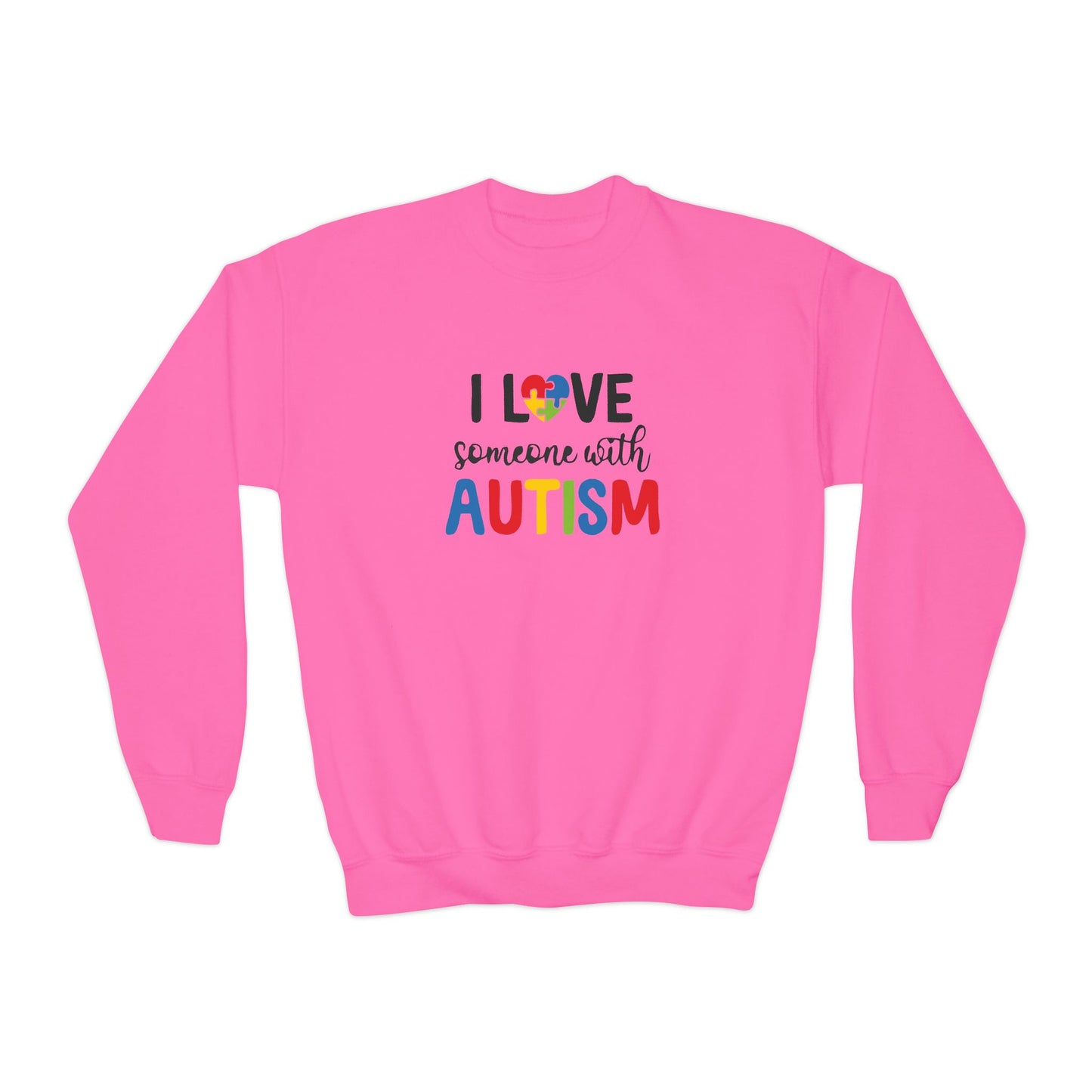 Autism Awareness Youth Crewneck Sweatshirt - I Love Someone with Autism