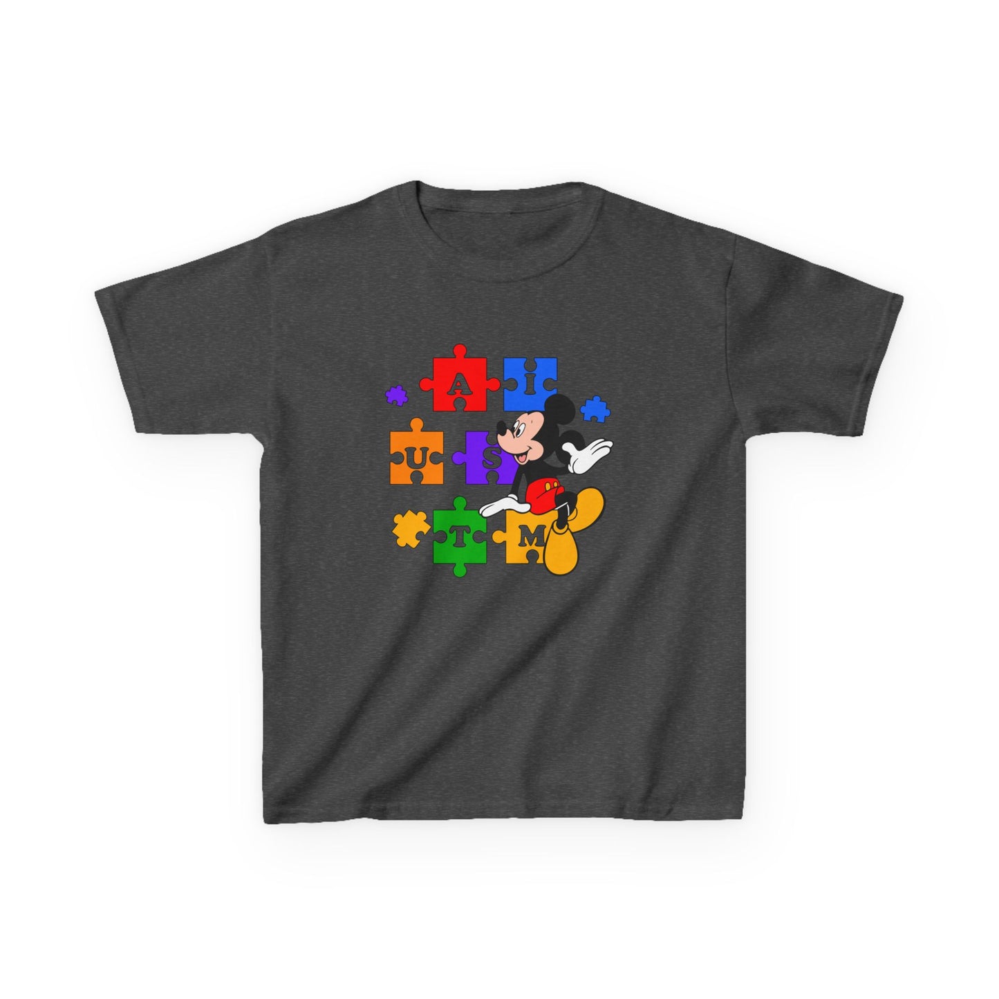 Kids Tee — Mickey Mouse Autism Puzzle Pieces Design