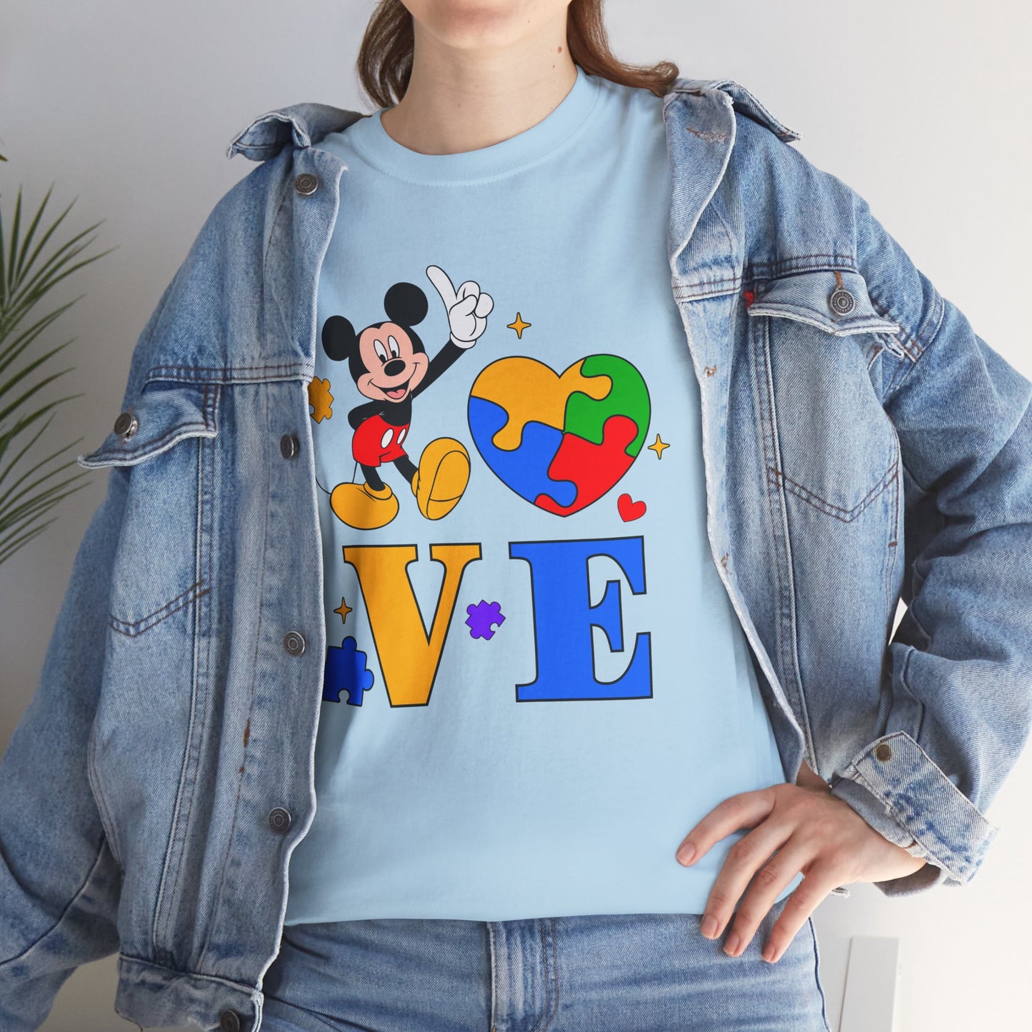 Kid-Friendly Love Puzzle Tee with Cartoon Mouse