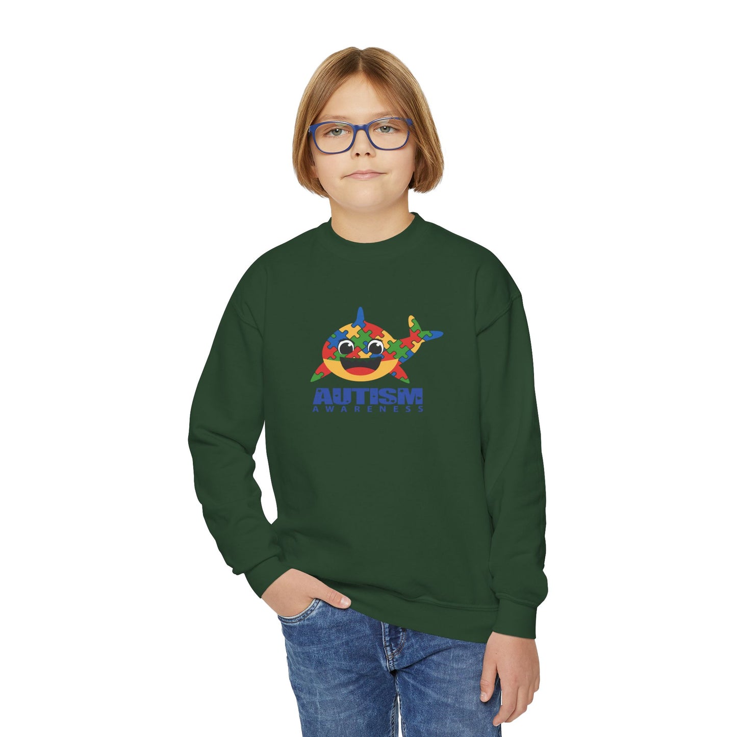 Colorful Autism Awareness Youth Crewneck Sweatshirt