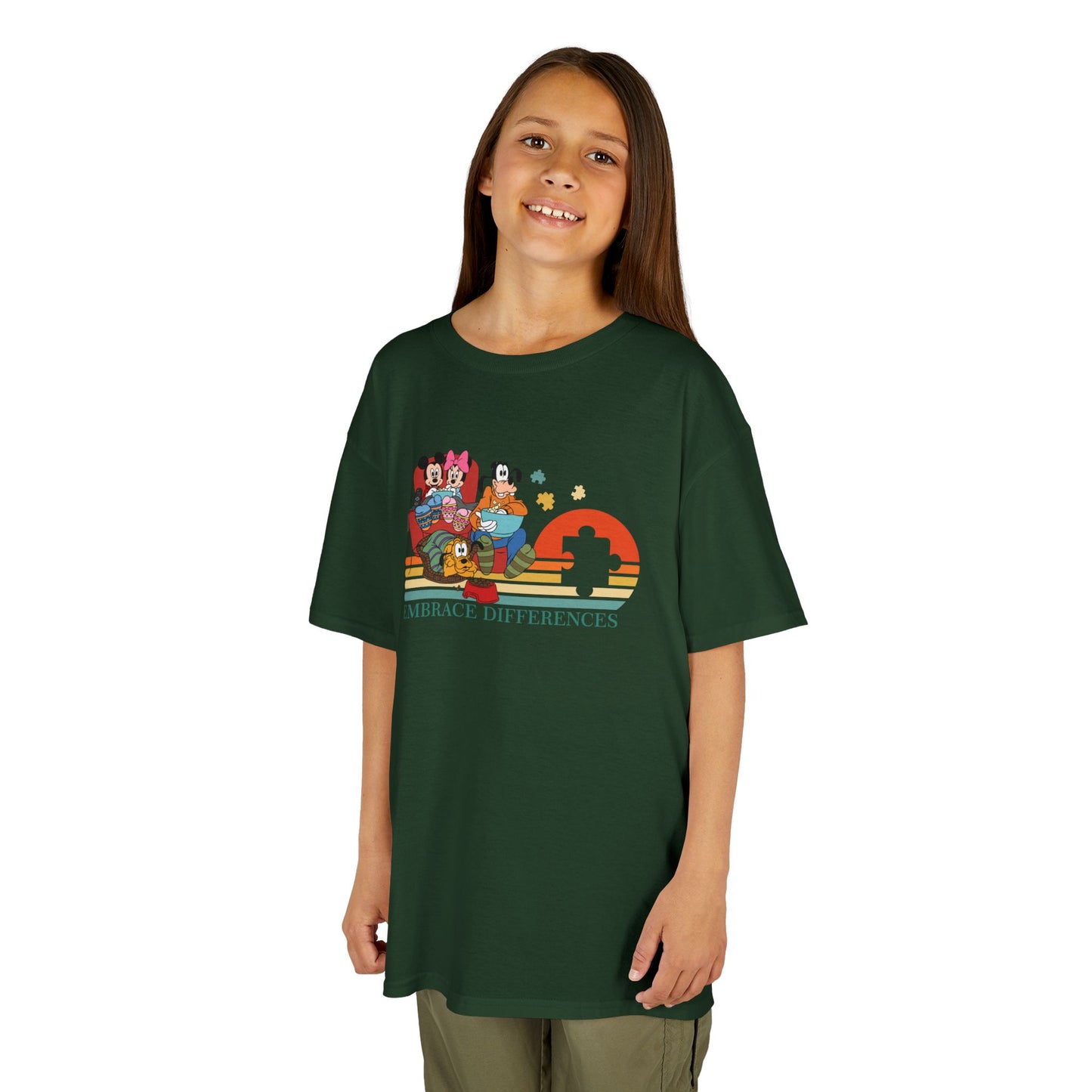 Kids Tee — Colorful Retro Animal Parade "I Embrace Differences"