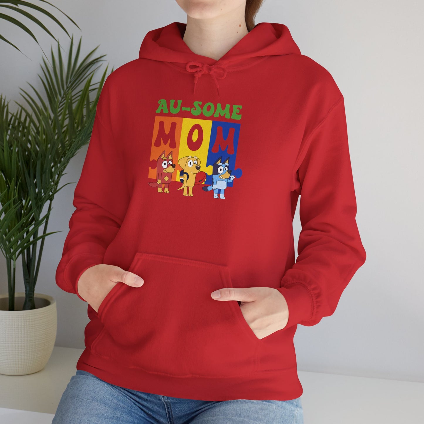 Au-some Mom Hoodie — Colorful Puzzle Piece Autism Awareness Sweatshirt