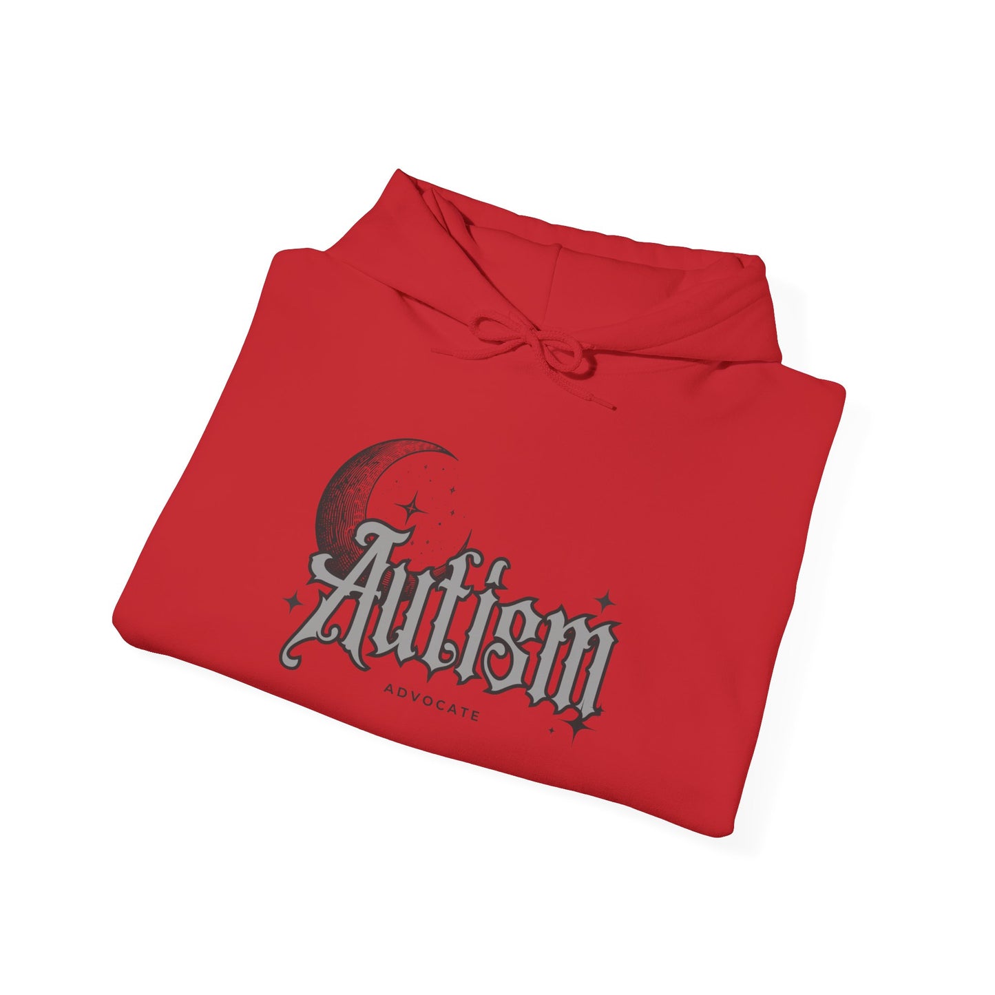 Autism Moon Hoodie — Gothic Script Awareness Sweatshirt