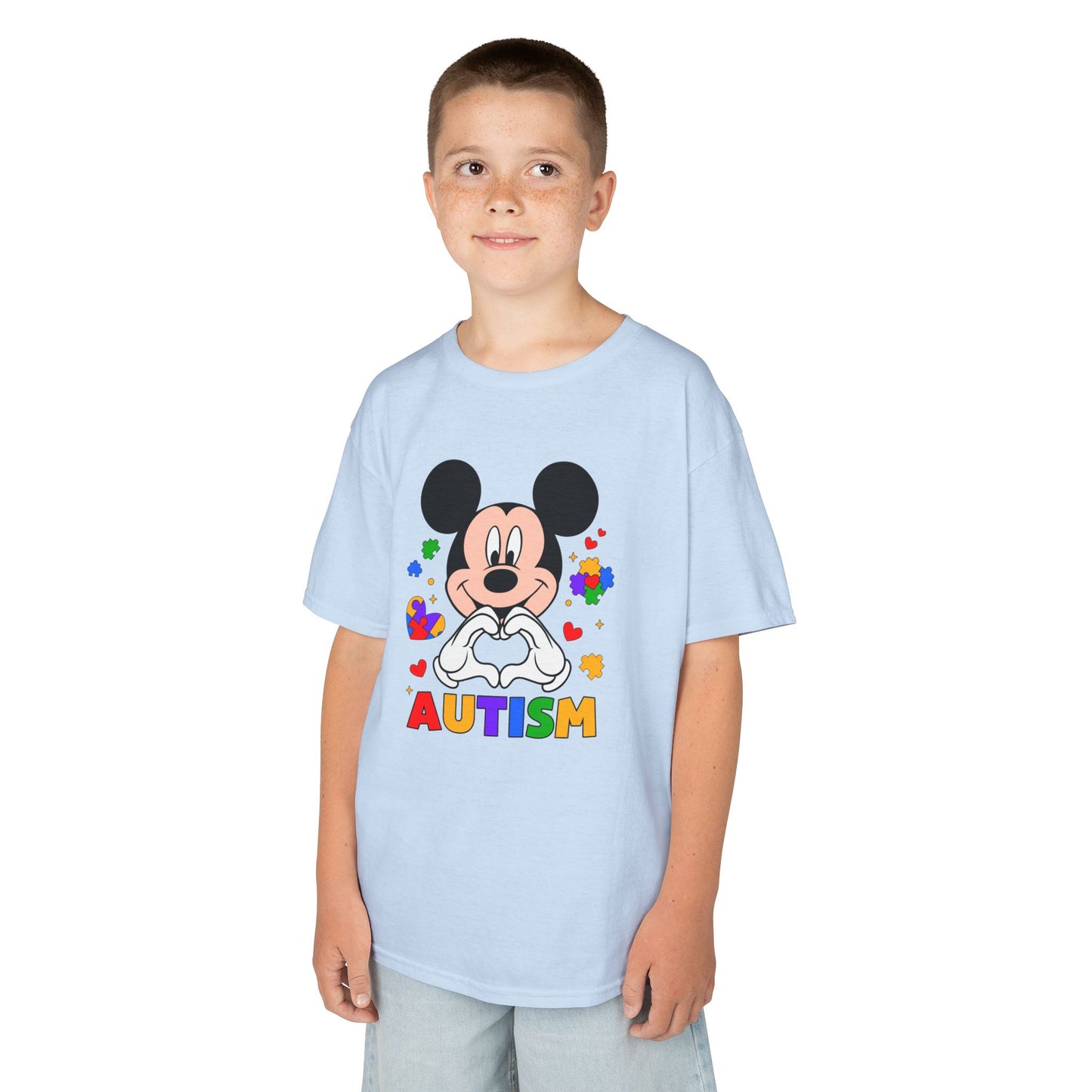 Kids Autism Awareness Tee — Colorful Puzzle Heart Design