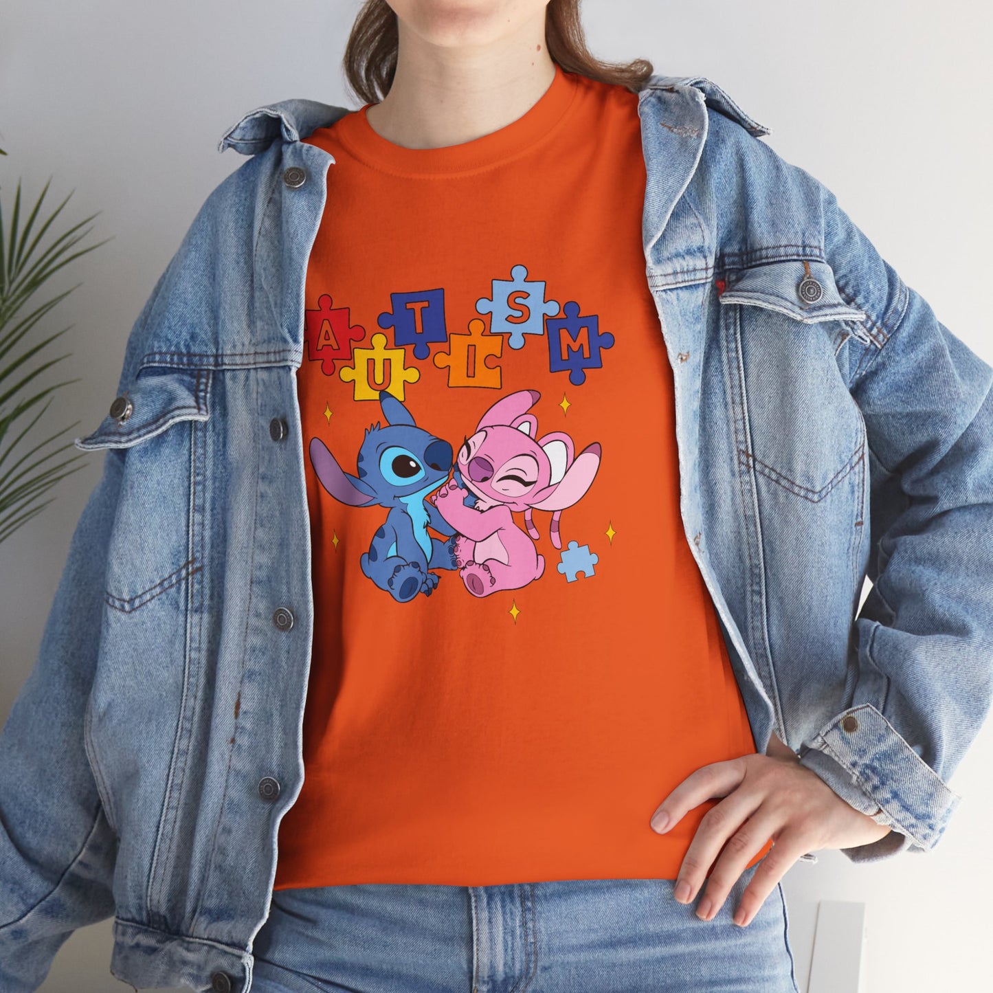 Autism Puzzle Love T-Shirt — Cute Stitch & Angel Friendship Tee