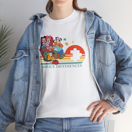 Embrace Differences Tee — Inclusive Retro Pride Graphic T-Shirt