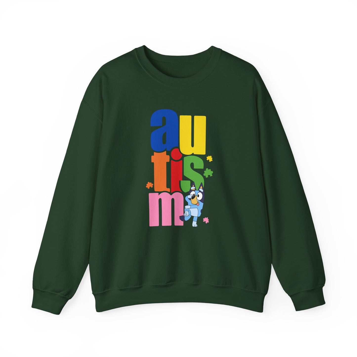 Autism Awareness Crewneck Sweatshirt — Colorful "autism" Design