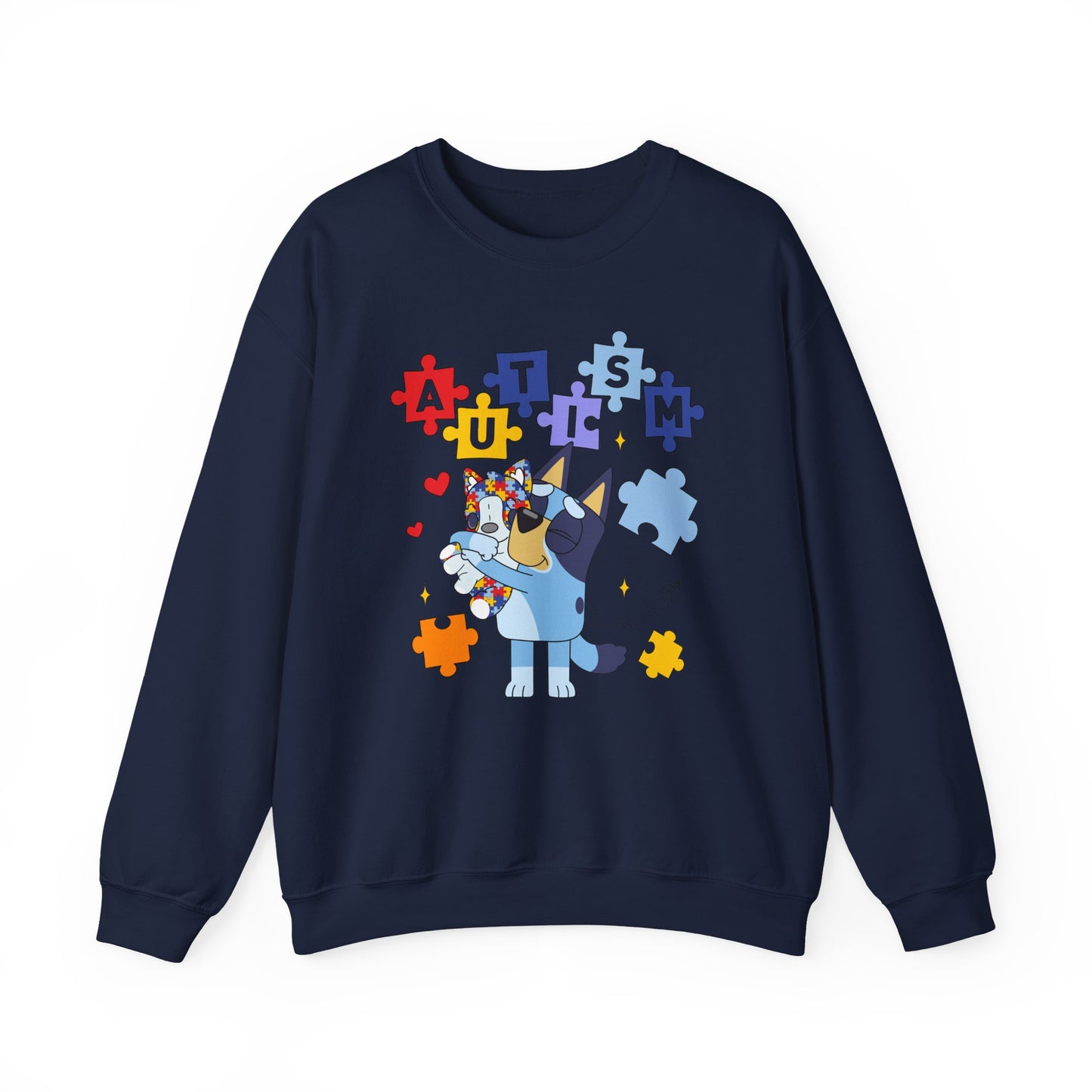 Autism Awareness Puzzle Bluey Paw Crewneck Sweatshirt