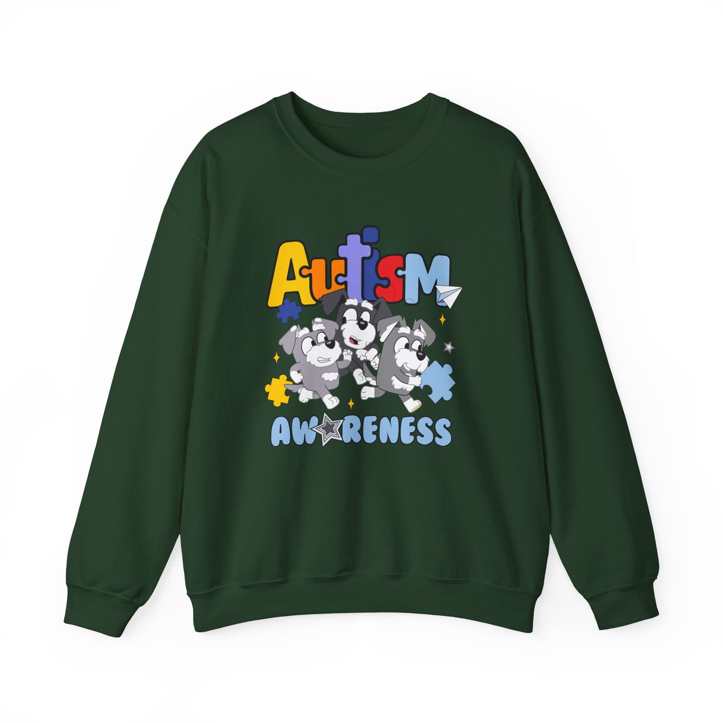 Autism Awareness Crewneck Sweatshirt – Colorful Puzzle Piece Design