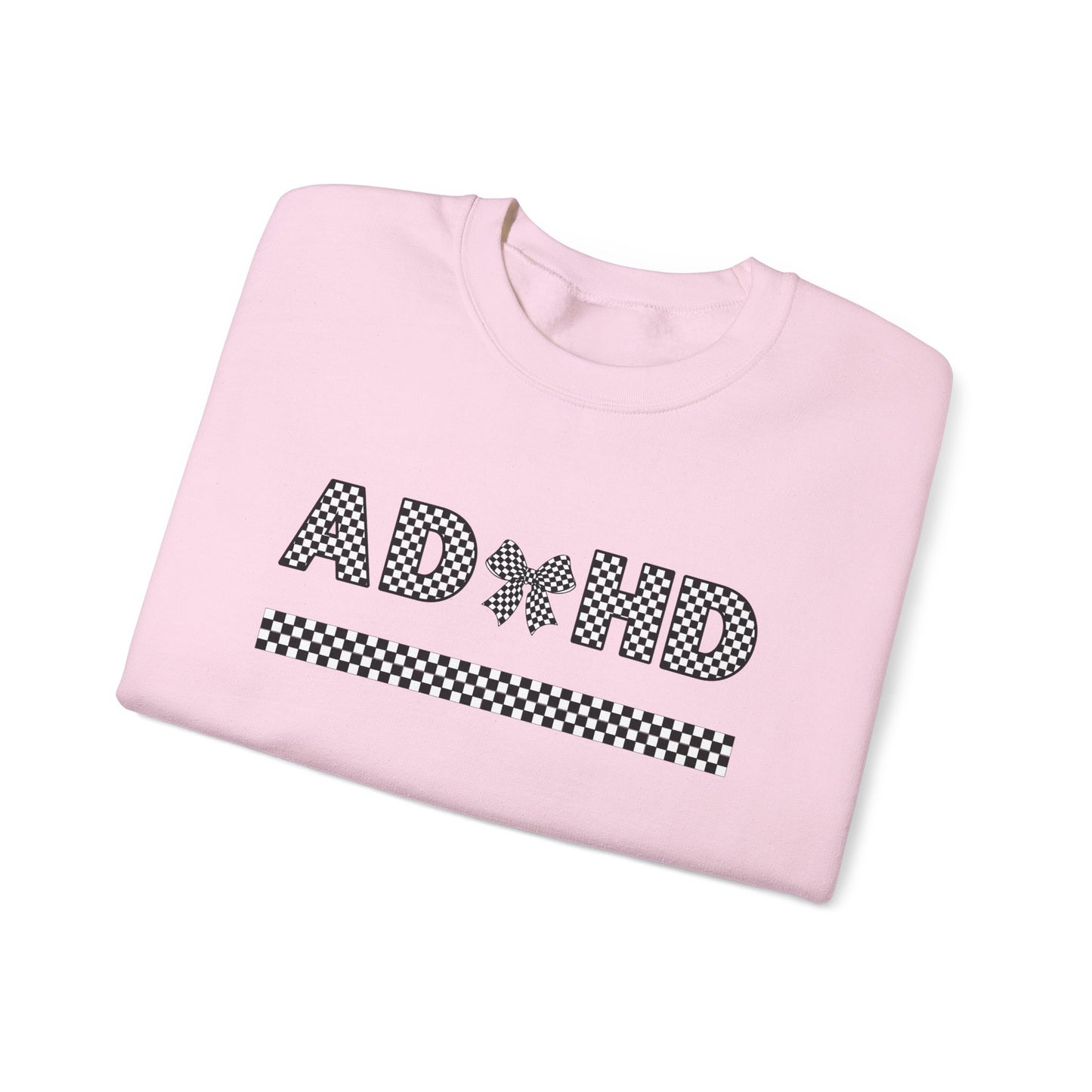 ADHD Bow Checkered Crewneck Sweatshirt