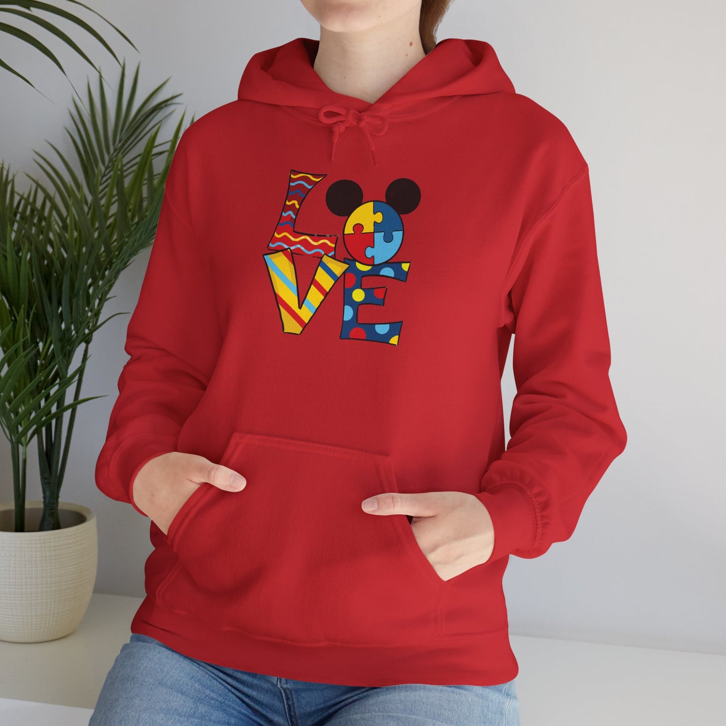 Love Puzzle Character Hoodie — Colorful Autism Awareness Sweatshirt