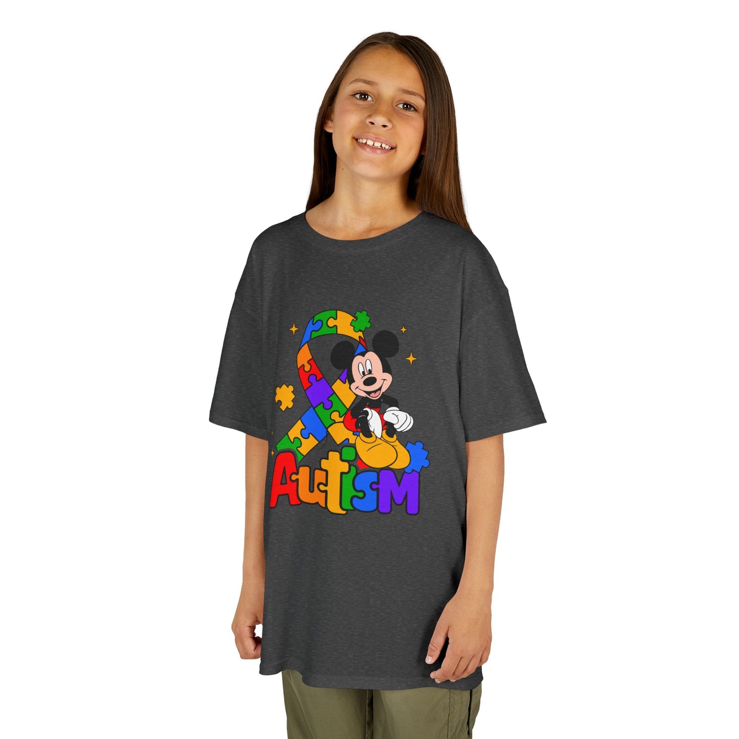 Kids Autism Awareness T-Shirt — Colorful Puzzle Ribbon Design