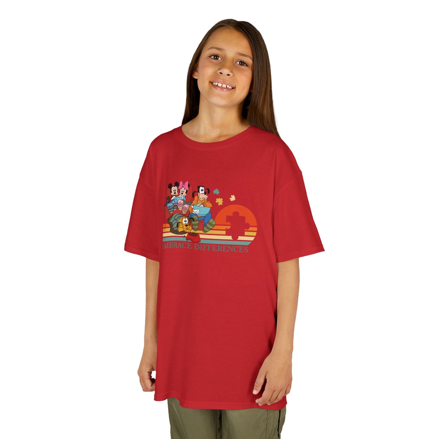 Kids Tee — Colorful Retro Animal Parade "I Embrace Differences"