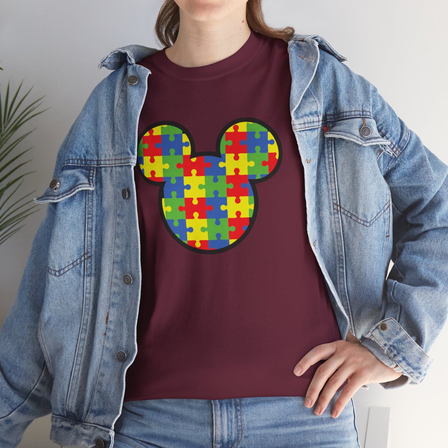 Colorful Puzzle Mickey Mouse Tee for Autism Awareness