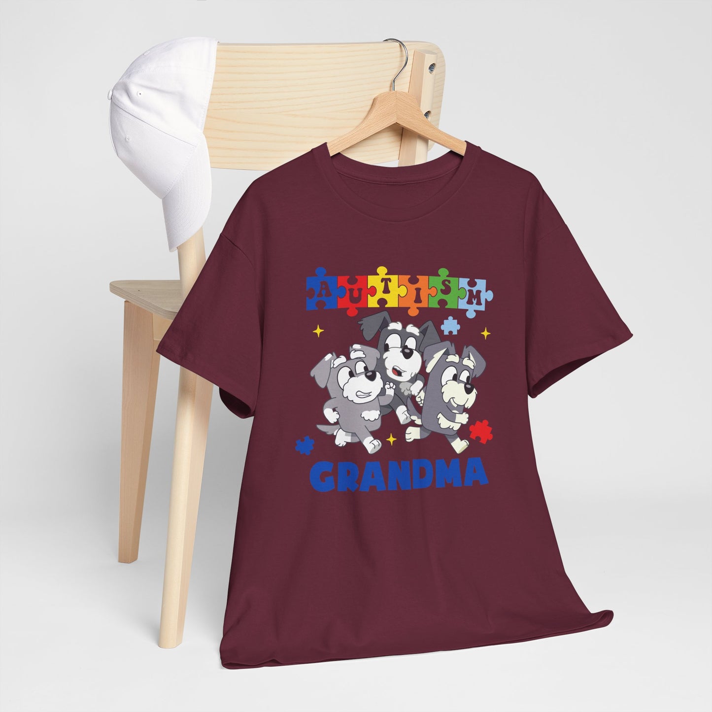 Grandma Paw-some Autism Awareness Tee — Puzzle Dogs Autism Grandma Shirt