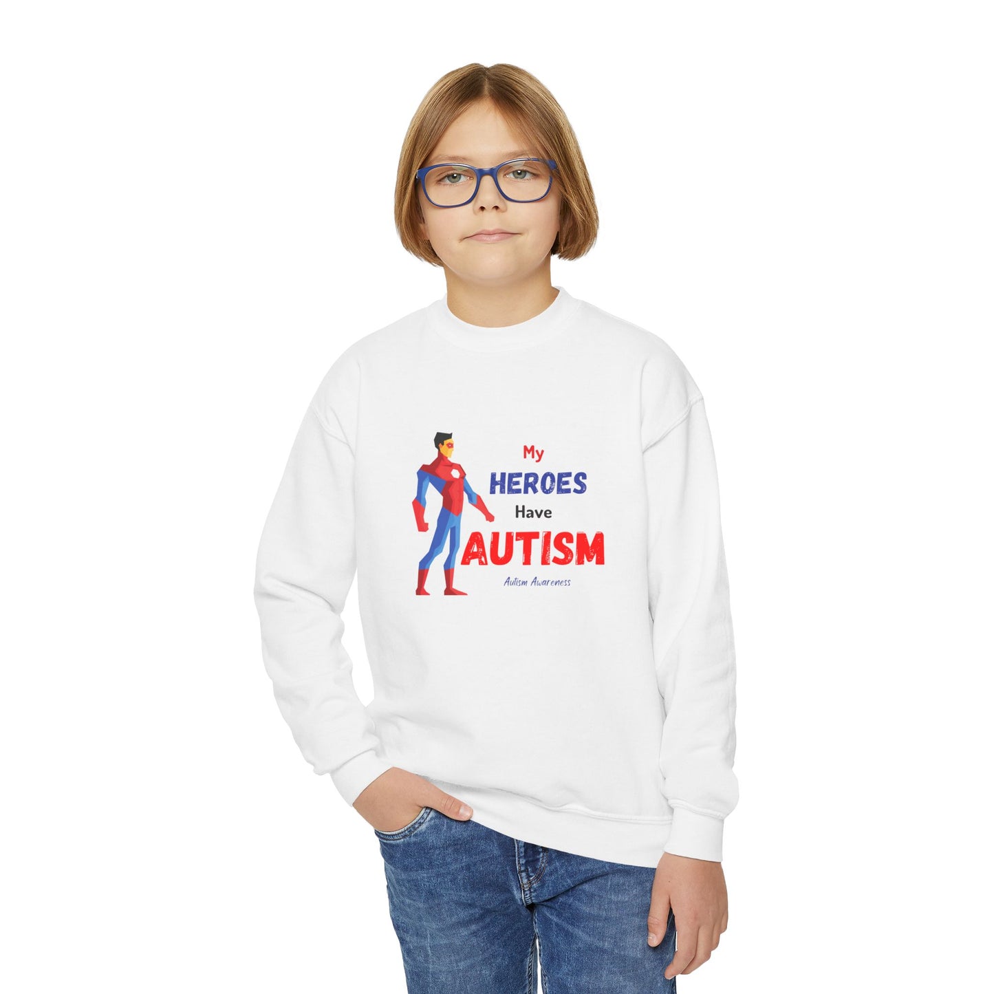 Youth Crewneck Sweatshirt - My Heroes Have Autism