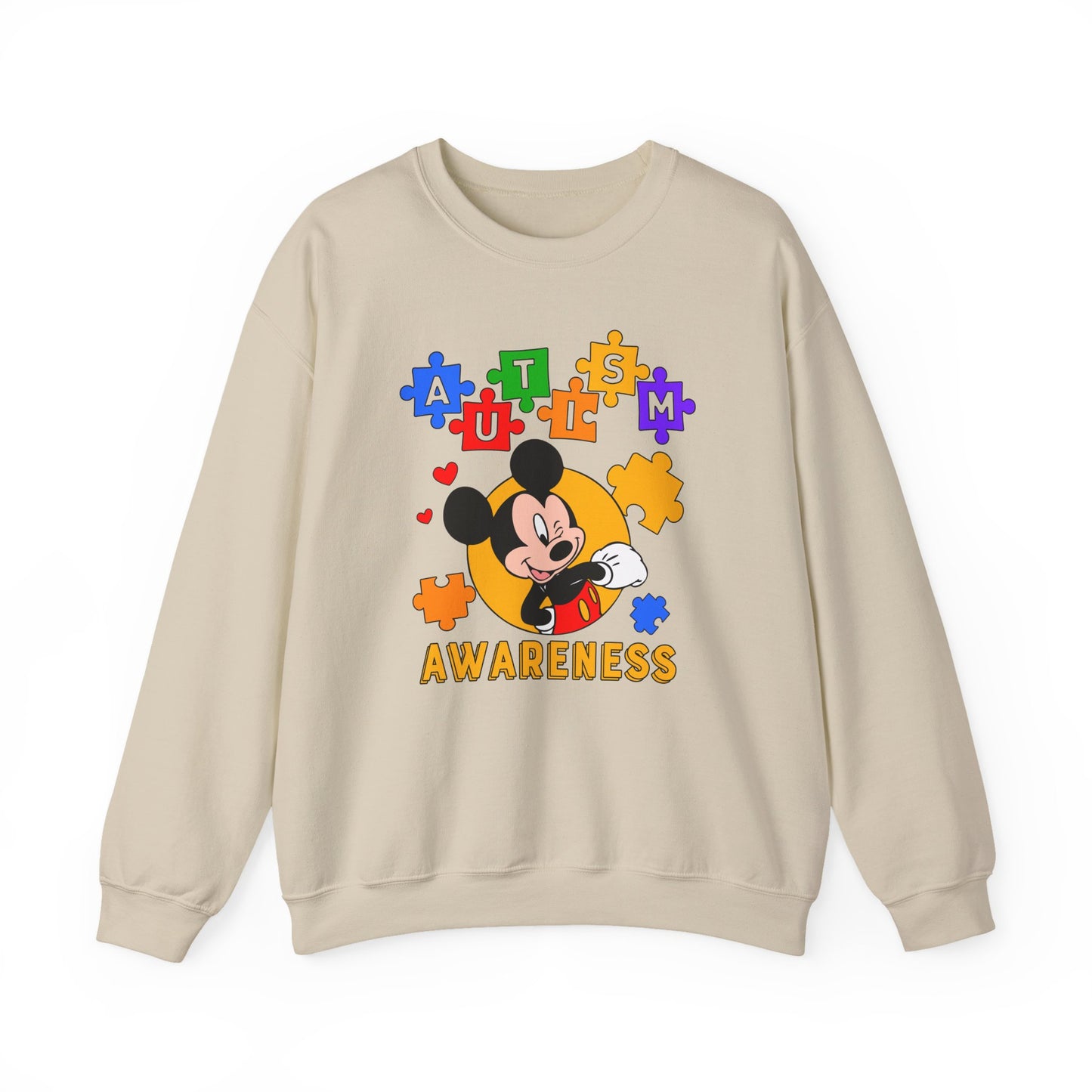 Autism Awareness Crewneck Sweatshirt — Puzzle Heart Character Design