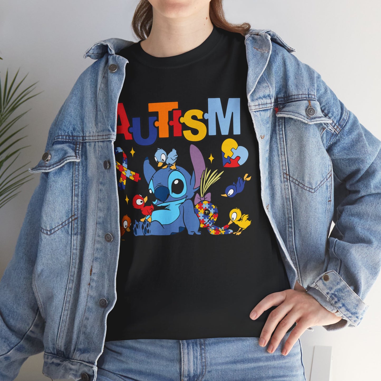 Autism Awareness T-Shirt — Cute Cartoon Character Puzzle-Heart Design