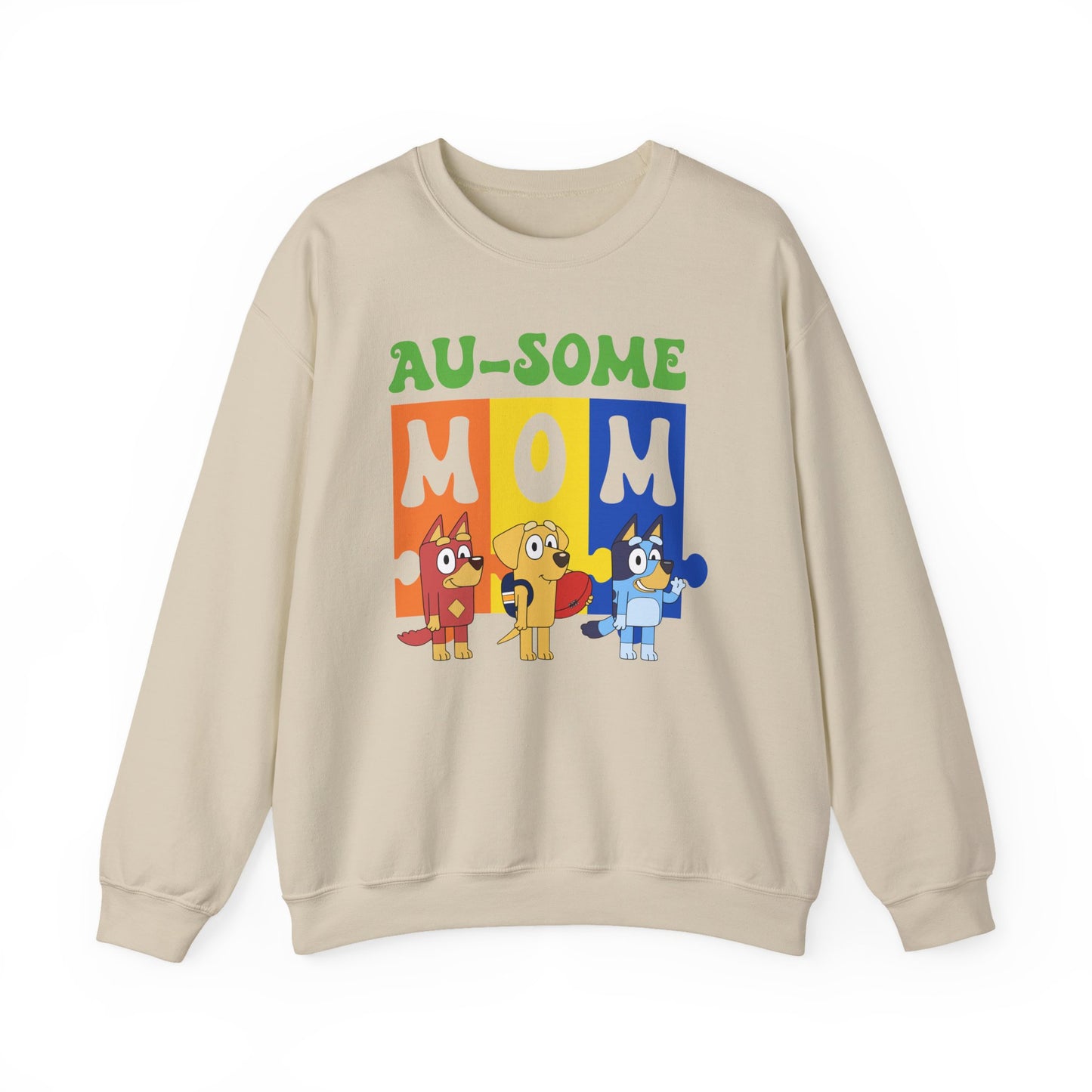 Au-some Mom Sweatshirt — Colorful Kids’ Puzzle Dog Mom Gift
