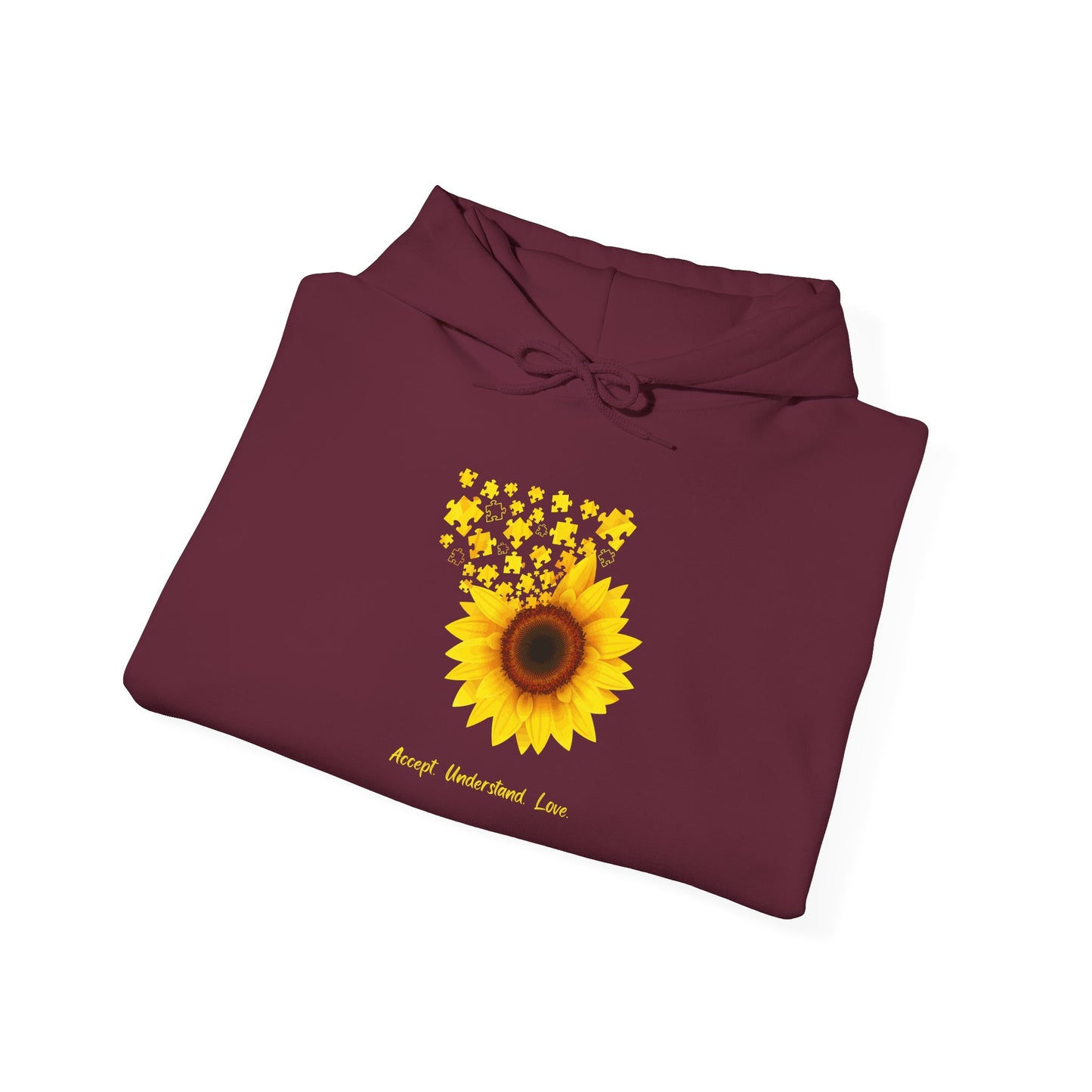 Sunflower Love Autism Awareness Advocate Hoodie — Joyful Floral Hooded Sweatshirt