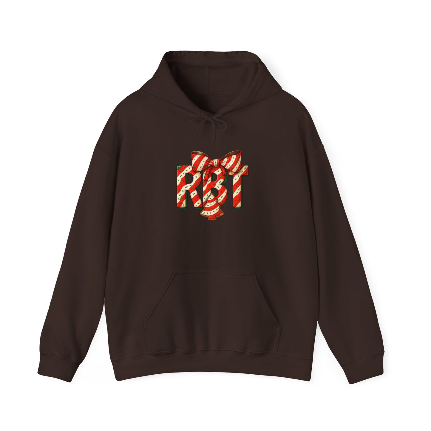 Lil Debbie 'RBT' Tree Cake Holiday Graphic Hoodie — Festive Red Striped Bow Holiday Sweatshirt