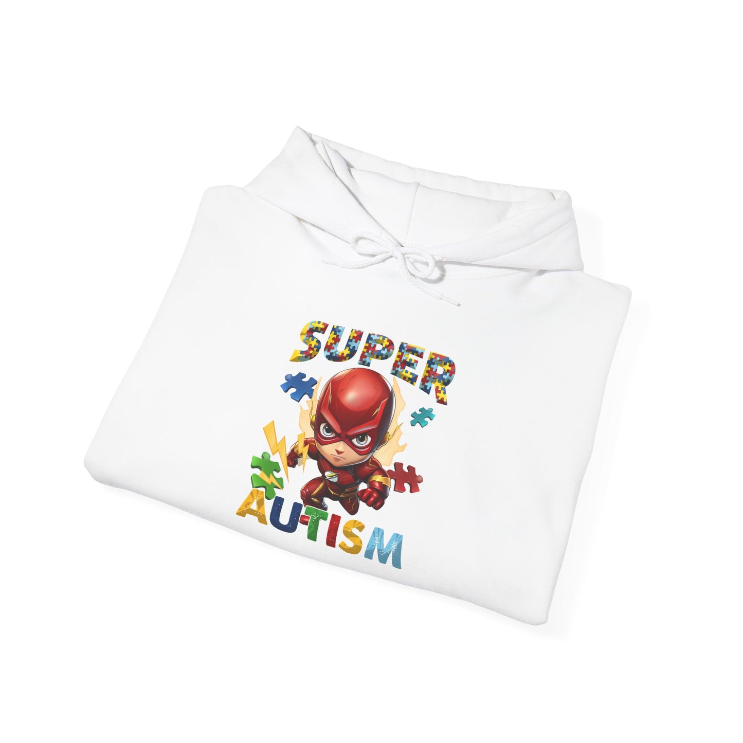 Autism Awareness Hoodie — "Super Autism" Colorful Puzzle Hero Sweatshirt