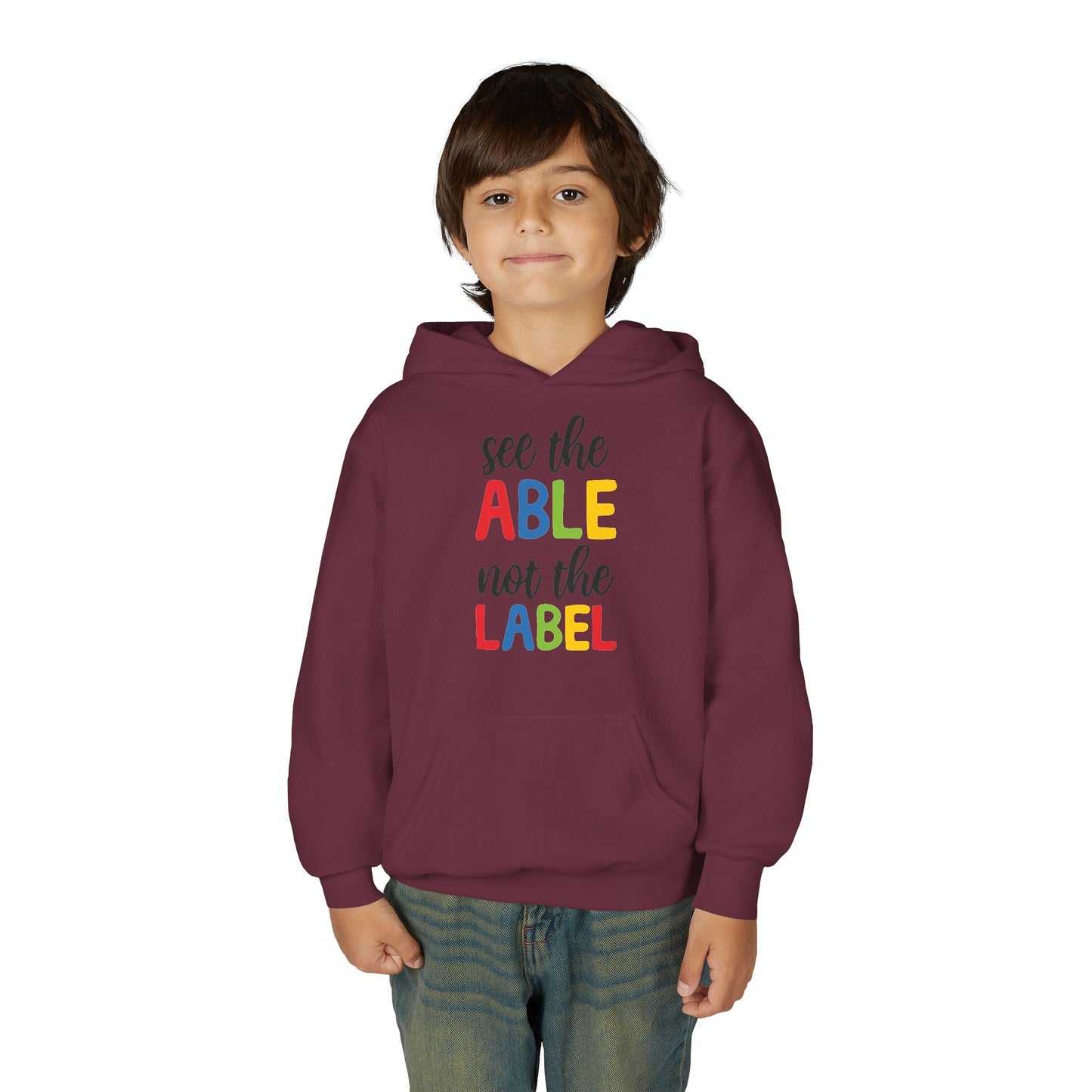 Youth Hooded Sweatshirt - "See the ABLE Not the LABEL" Inspirational Apparel