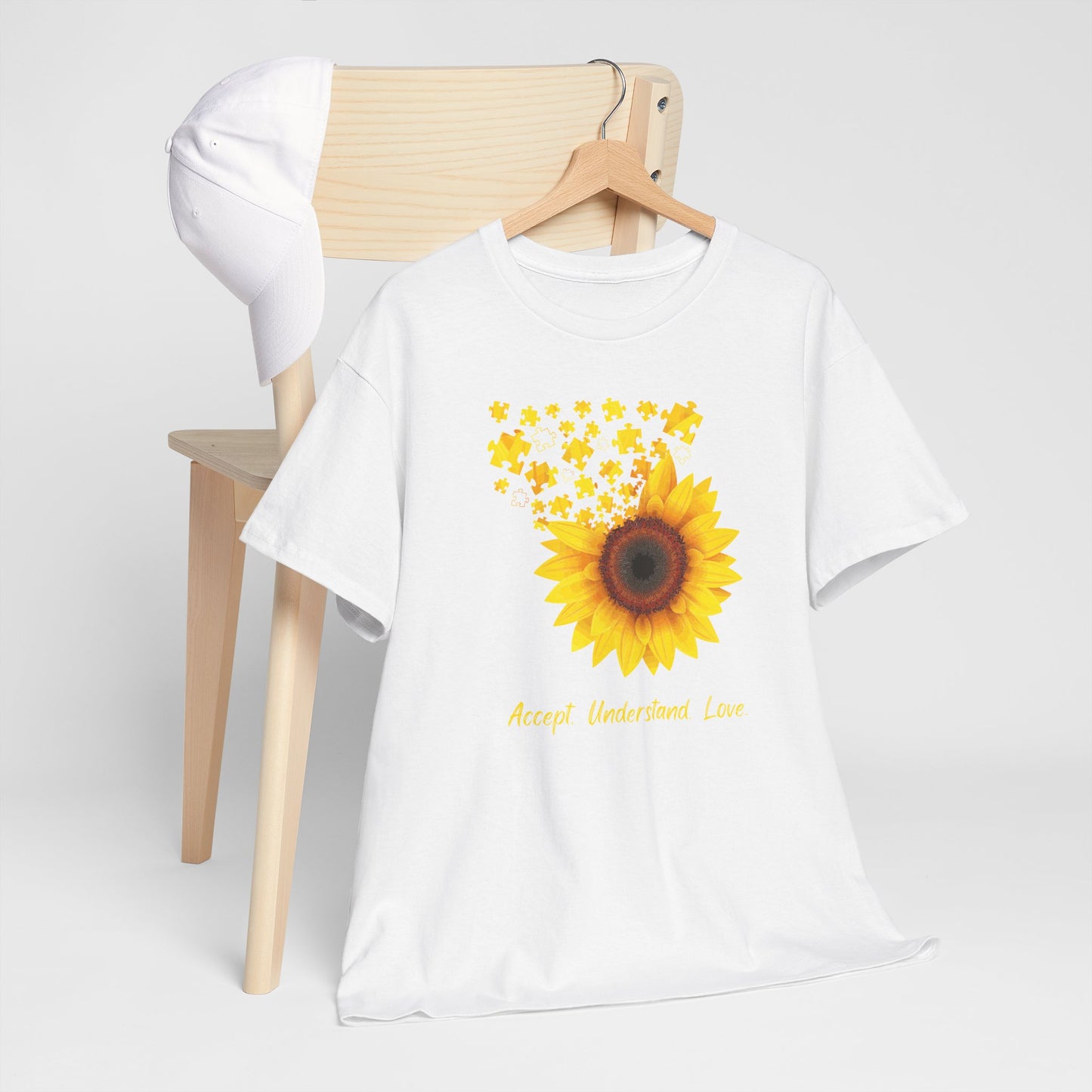 Sunflower Love Unisex Heavy Cotton Tee - Accept Understand Love Shirt