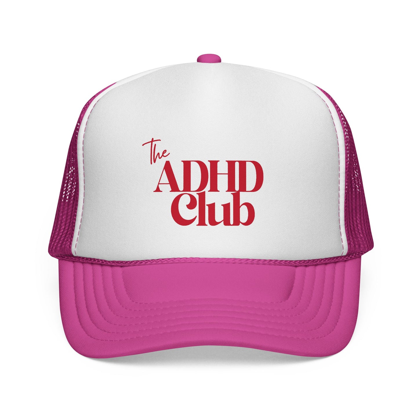Trucker Hat — "The ADHD Club" Retro Logo Mesh Cap
