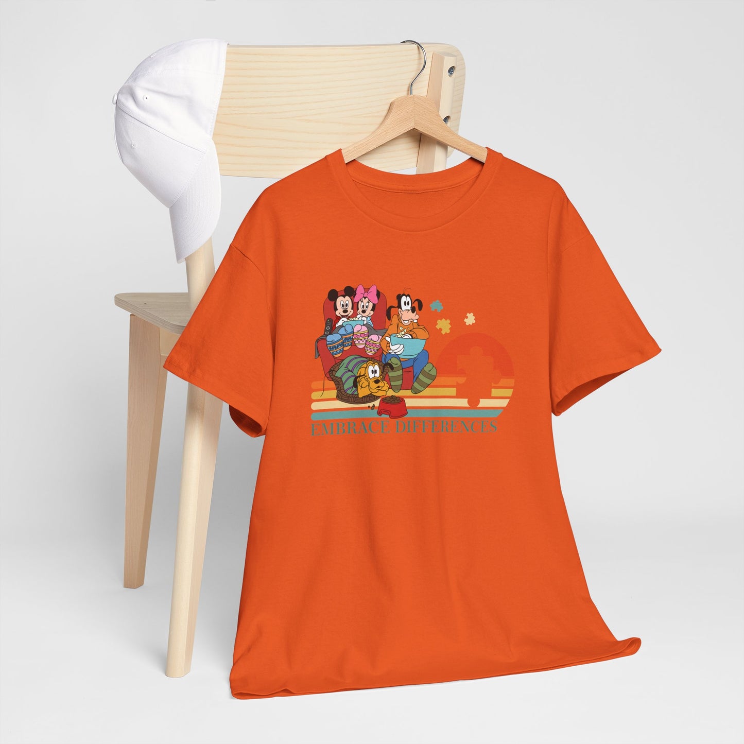 T-Shirt — 'Embrace Differences' Retro Rainbow Autism Awareness Tee