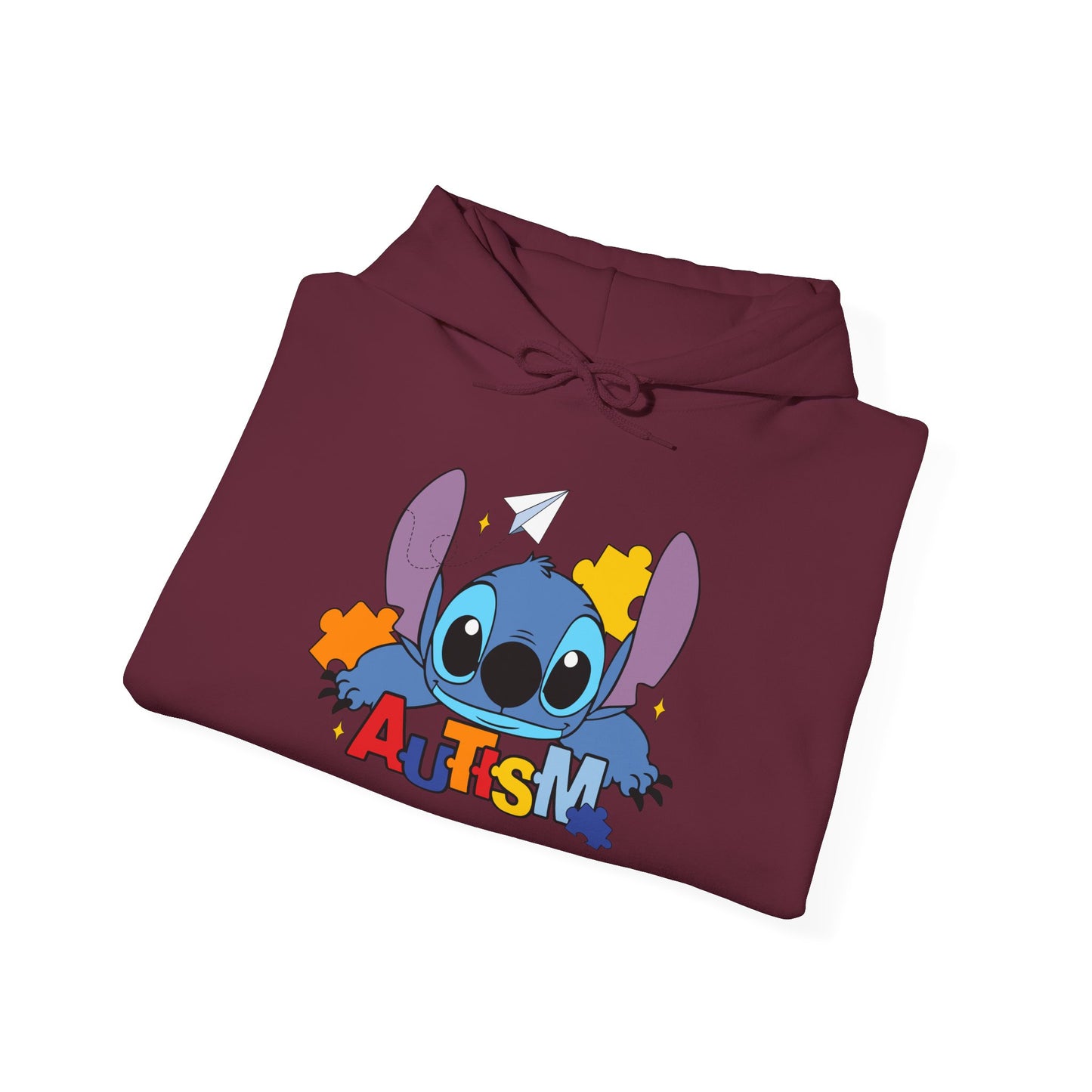 Autism Awareness Hoodie — Cute Cartoon Character with Puzzle Pieces