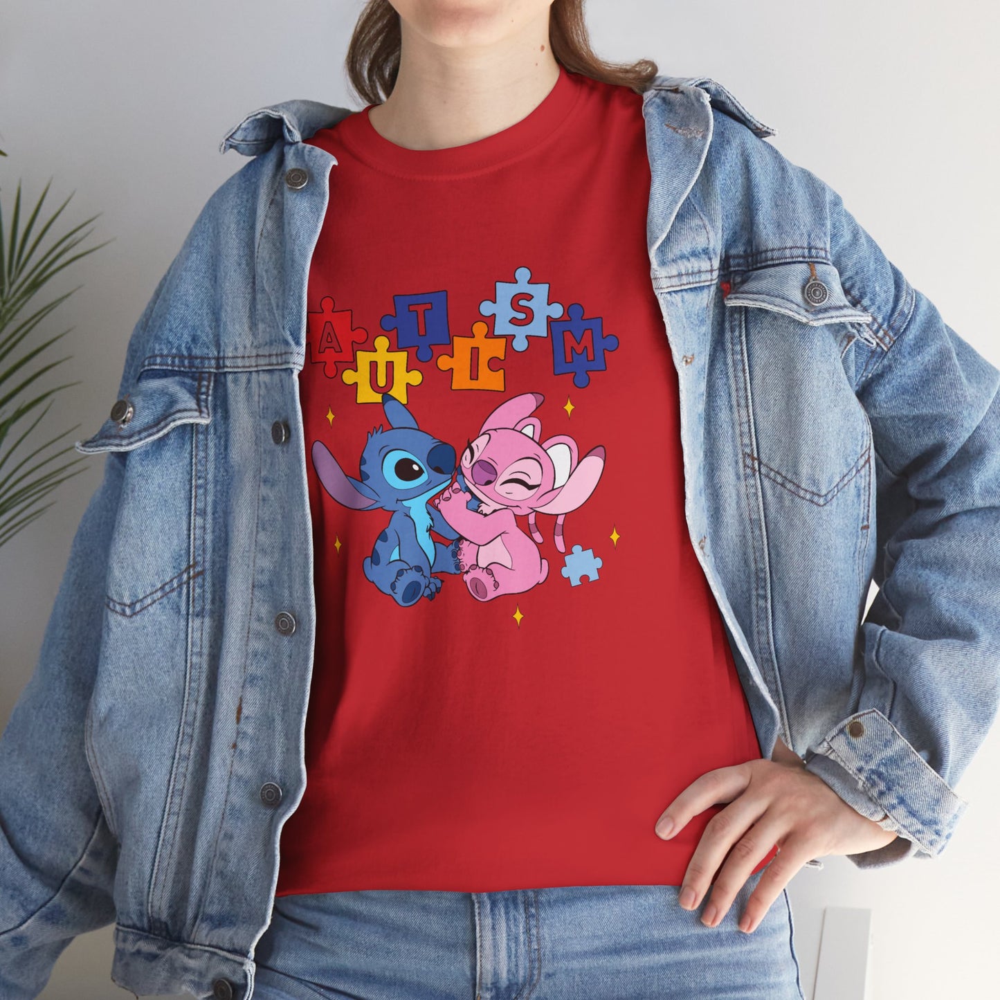 Autism Puzzle Love T-Shirt — Cute Stitch & Angel Friendship Tee