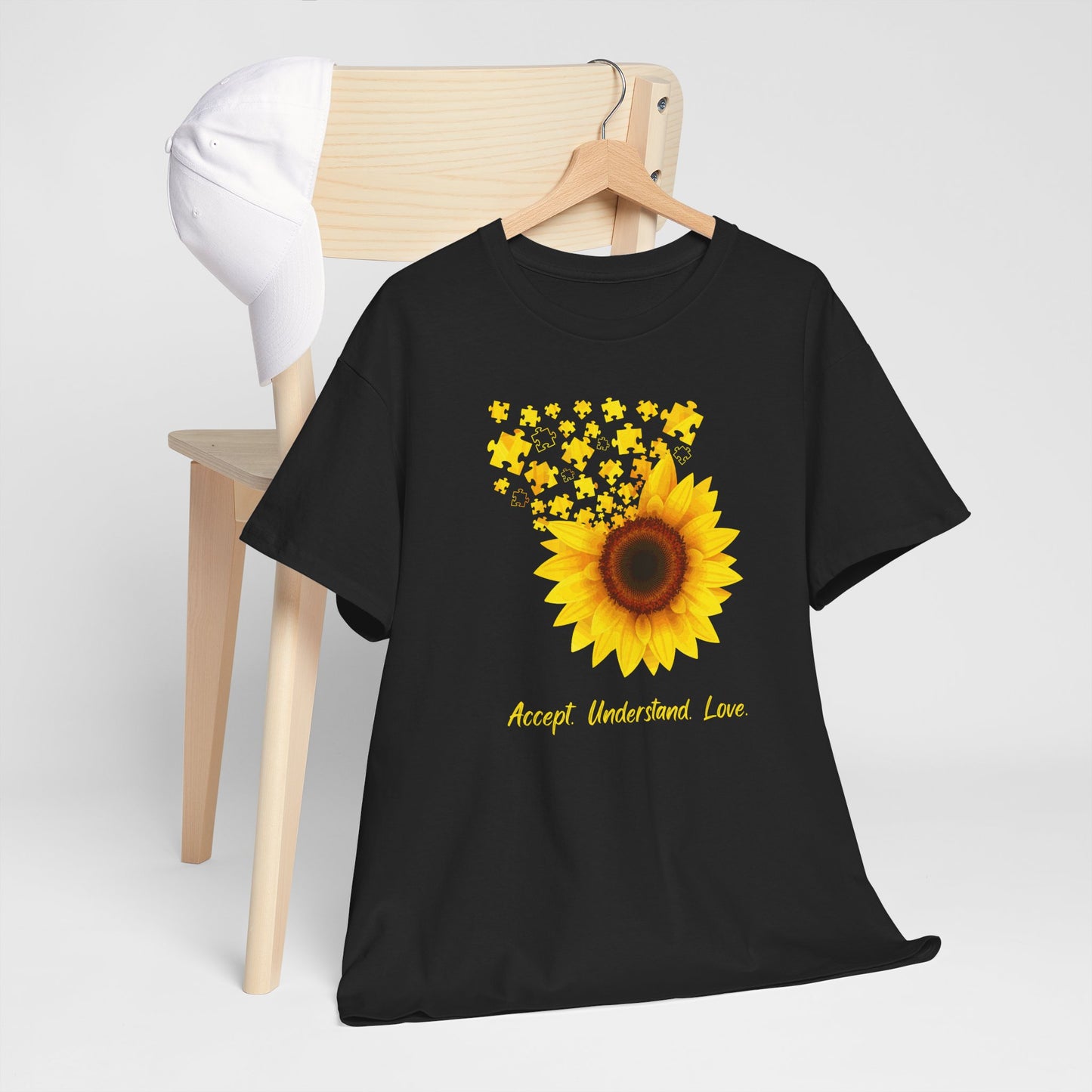 Sunflower Love Unisex Heavy Cotton Tee - Accept Understand Love Shirt