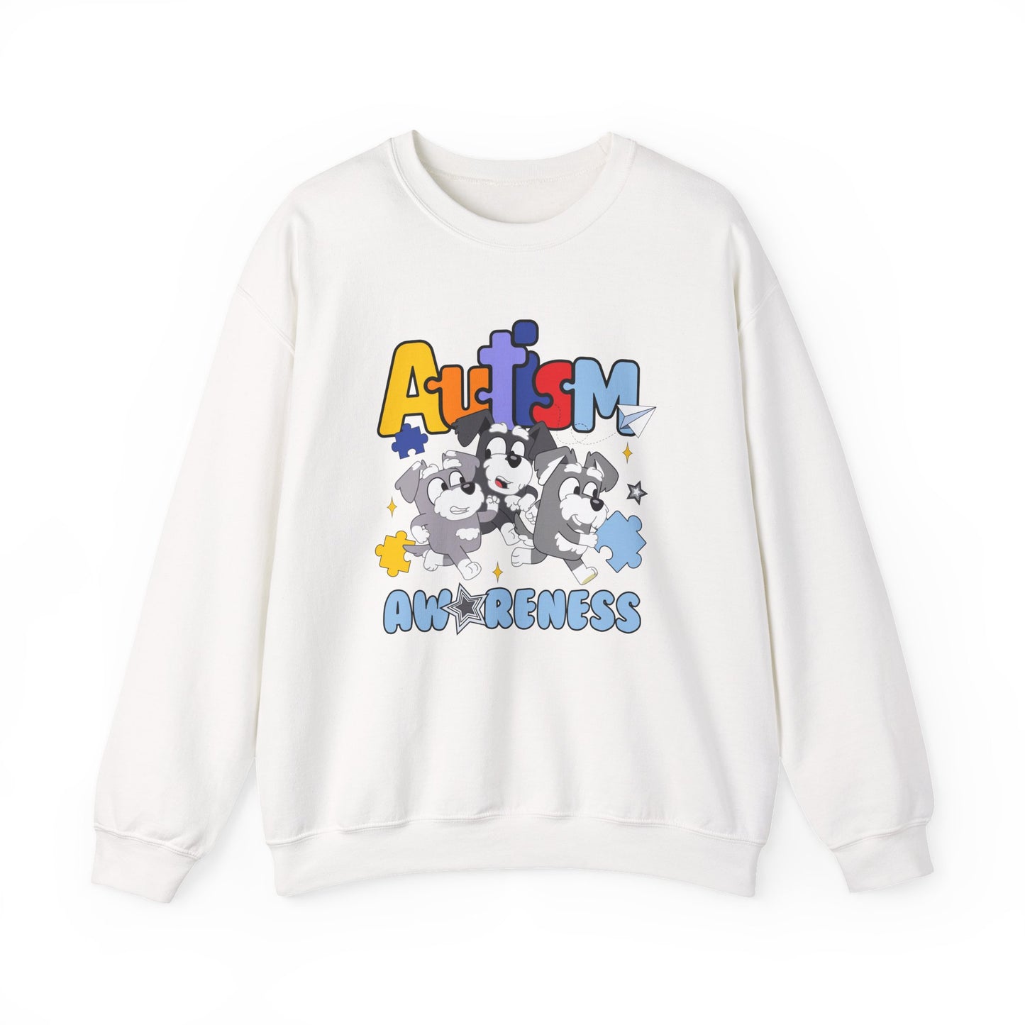 Autism Awareness Crewneck Sweatshirt – Colorful Puzzle Piece Design