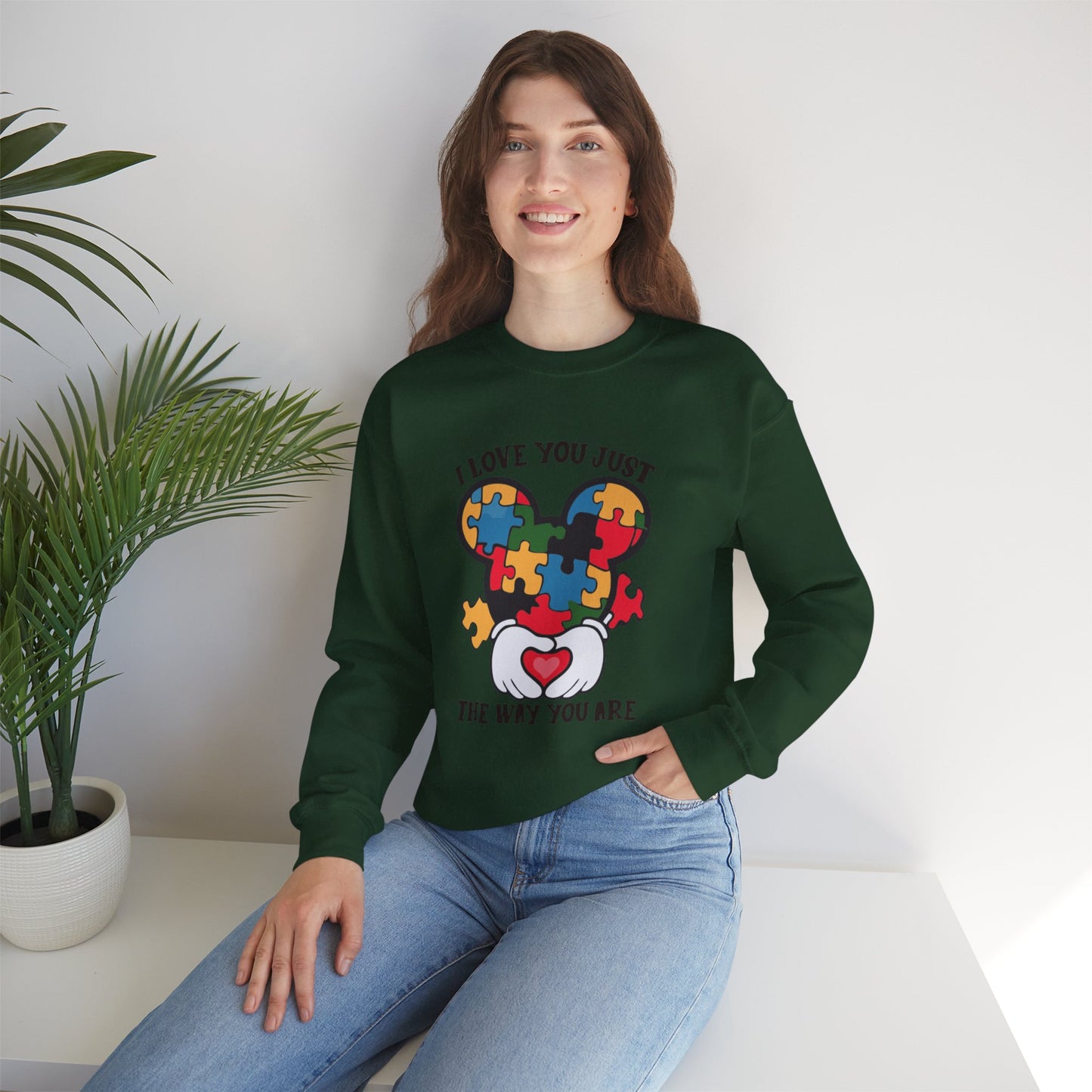 Autism Puzzle Heart Sweatshirt — "I Love You Just The Way You Are" Crewneck