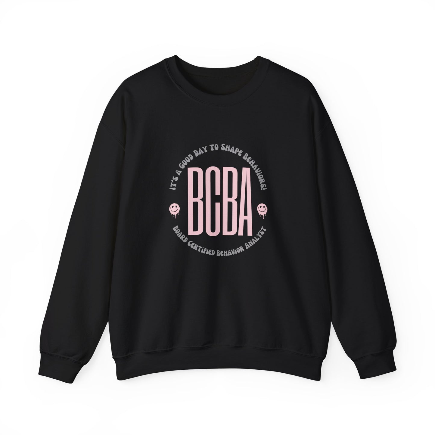 BCBA Crewneck Sweatshirt — ‘It’s a Good Day to Shape Behaviors’ Pink Logo