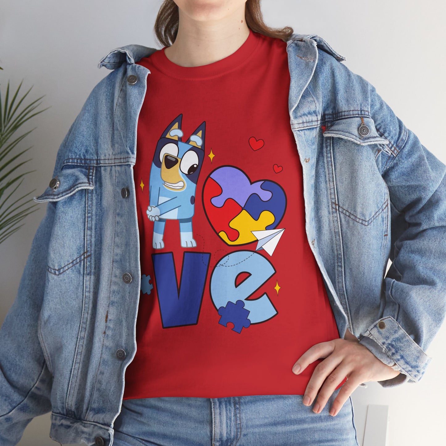 Autism Awareness Love Tee - Puzzle Heart & Cartoon Character T-Shirt