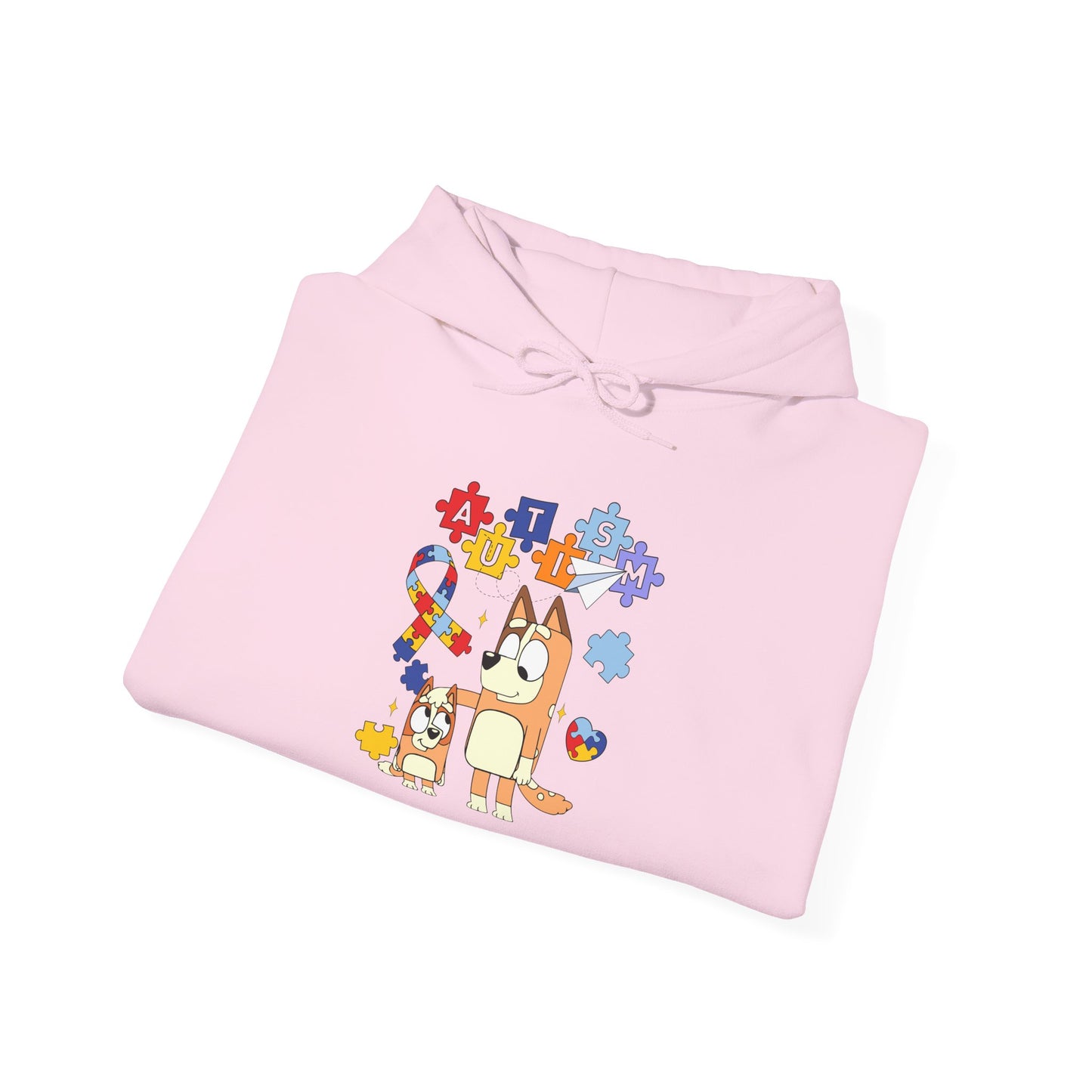 Bluey Puzzle Pieces Hoodie — Cute Bluey & Bingo Autism Awareness Sweatshirt
